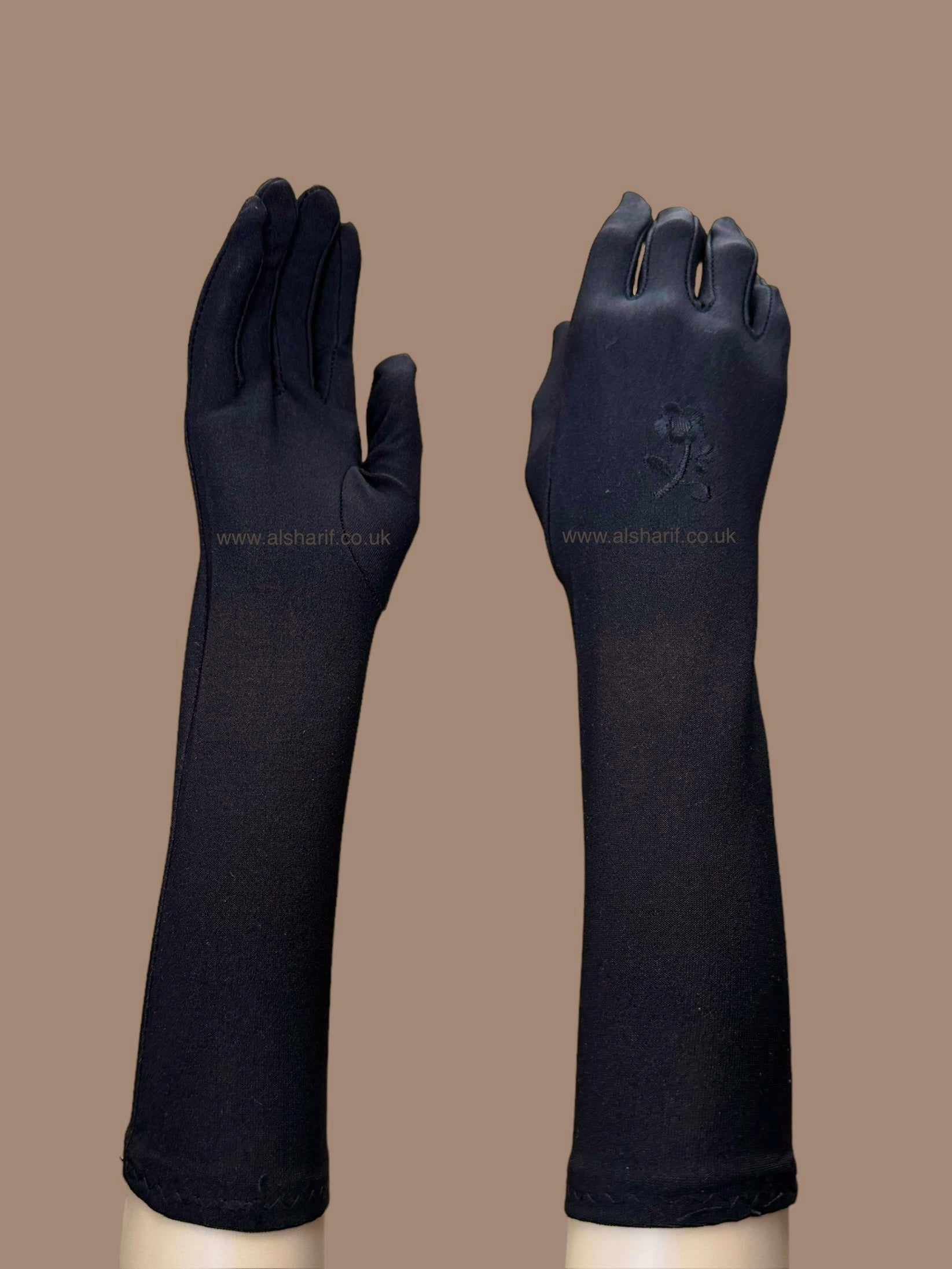 Black Ladies Long Hand Gloves