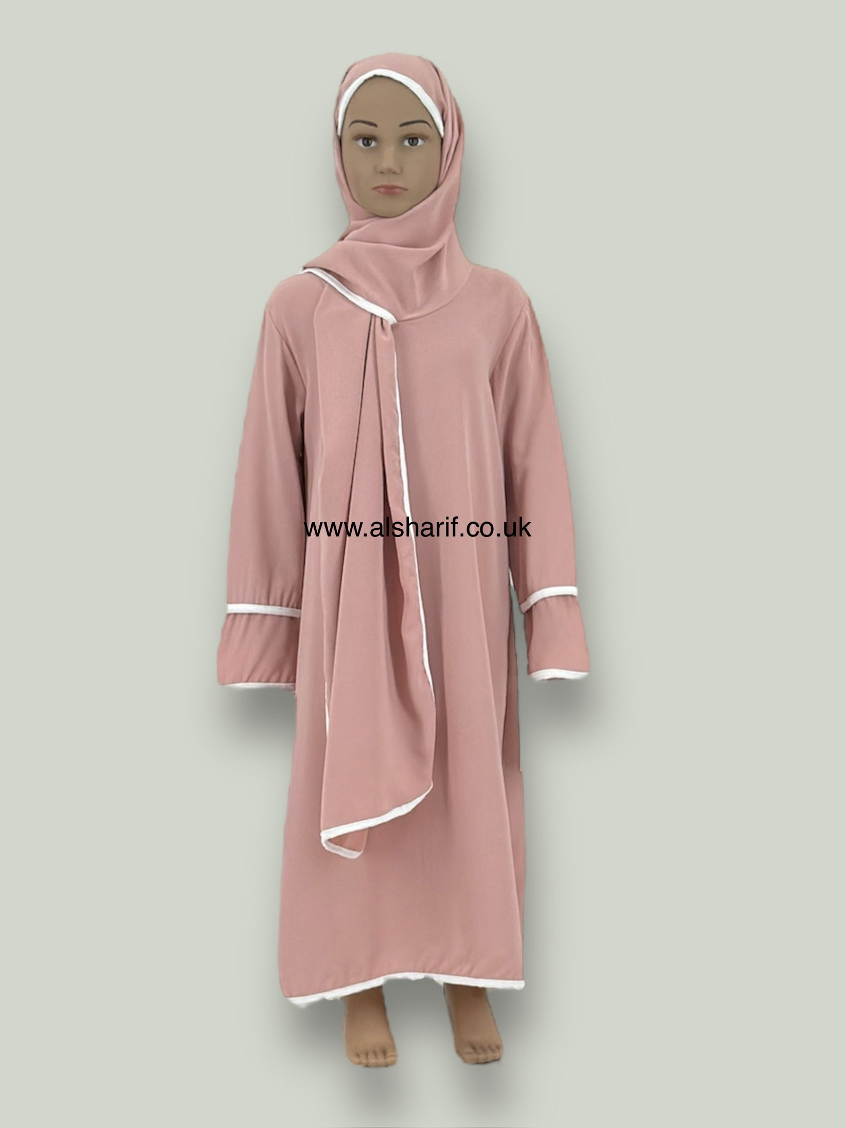 Girls Abaya Jilbab With Attached Hijab - GA96 (Pink)