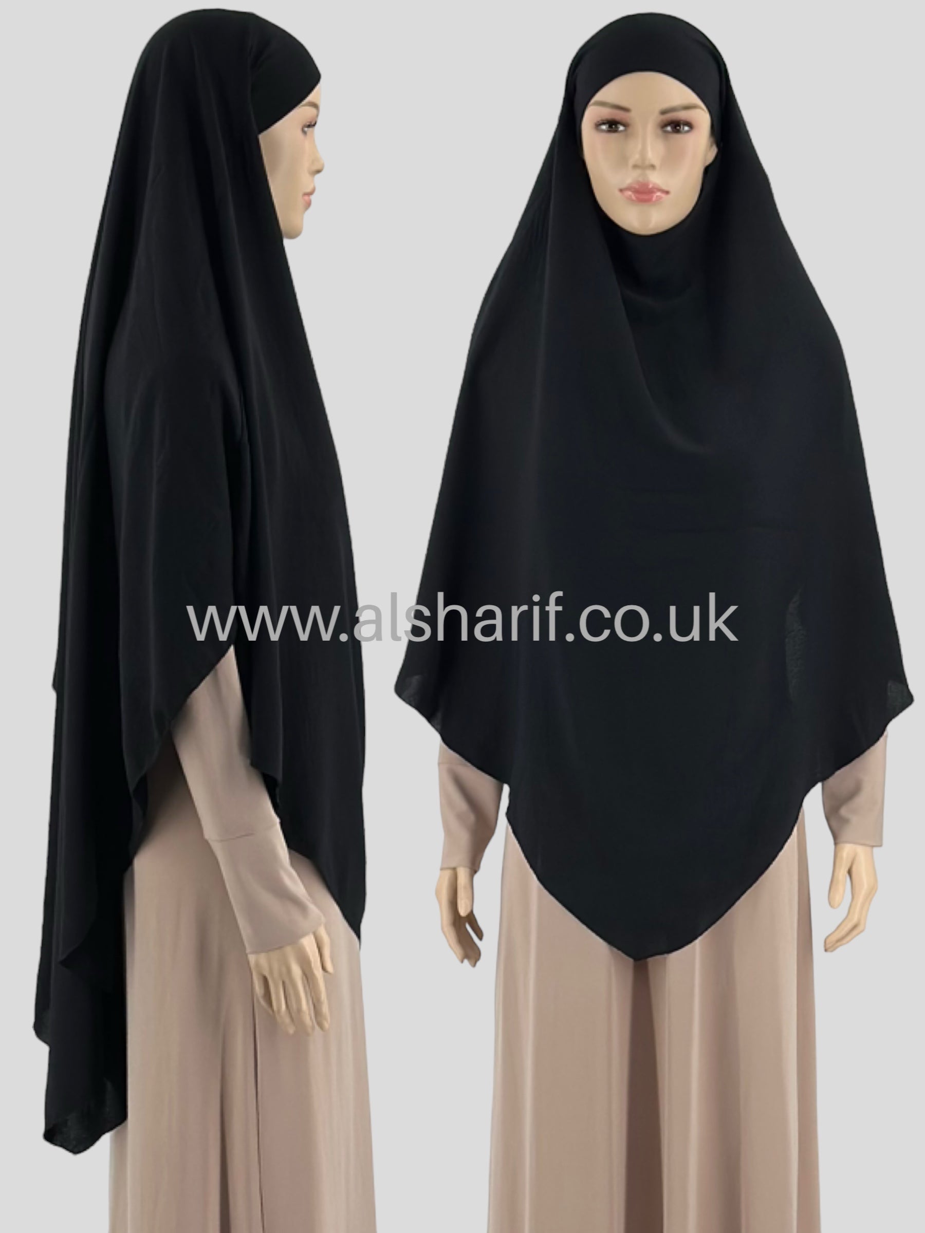 Soft Crepe Khimar Hijab - KPL1 (Black)