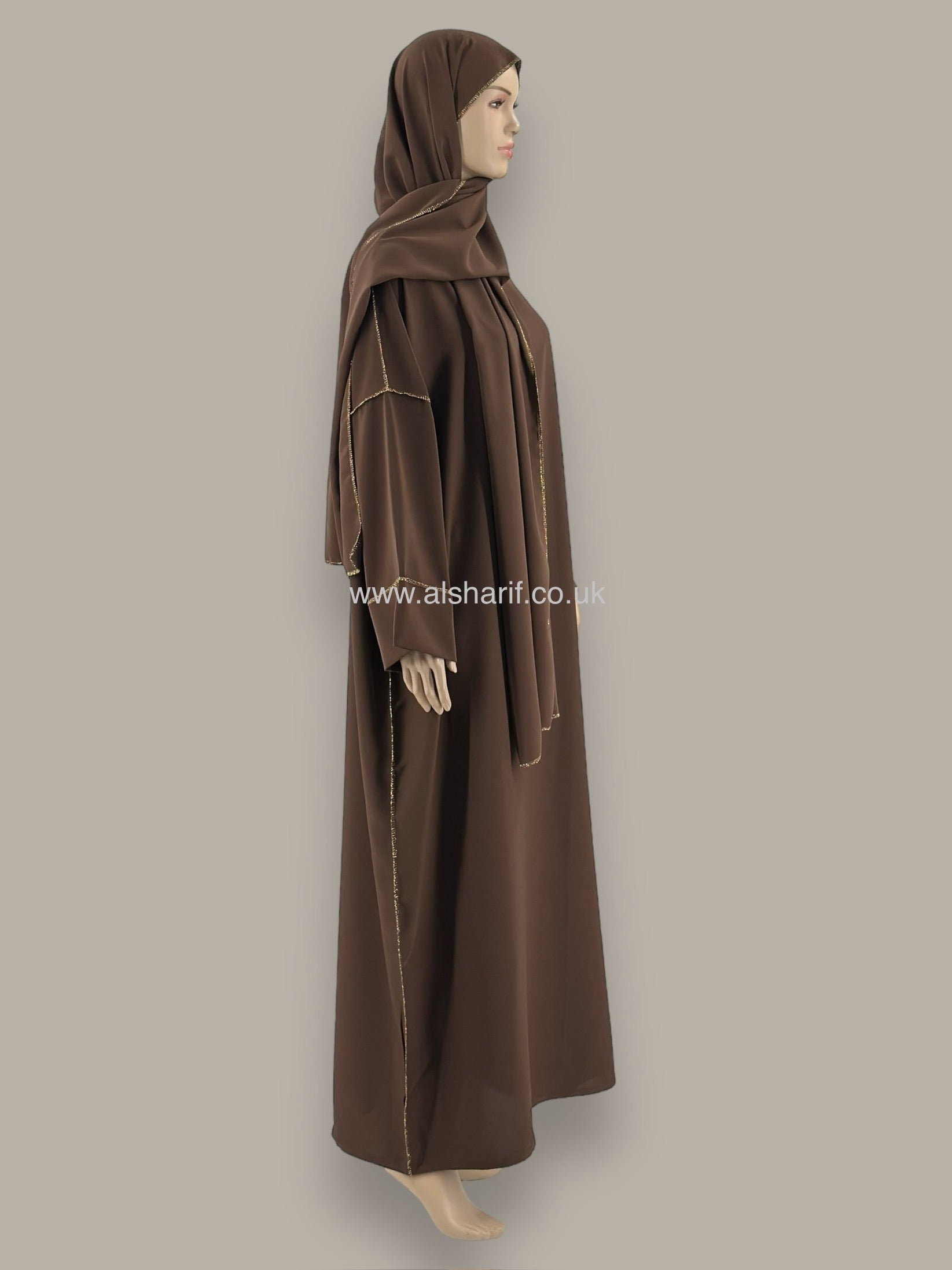 Wide Silk Abaya Jilbab With Attached Hijab - AB104