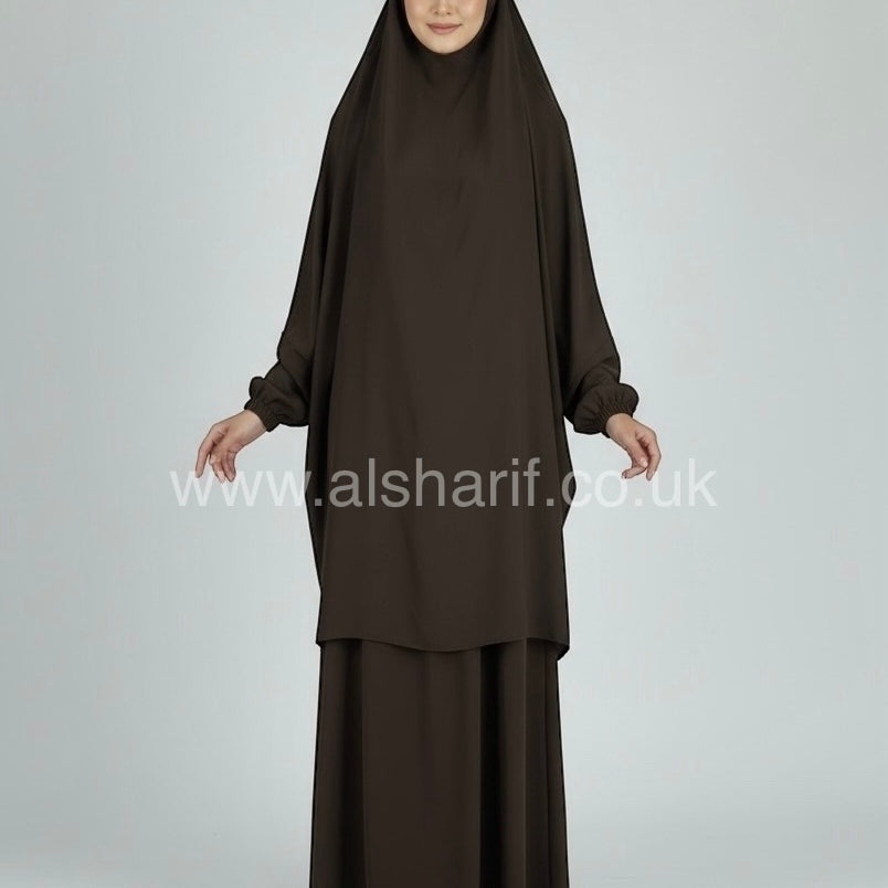 Two Piece Satin Jilbab Set (Khimar + Skirt)