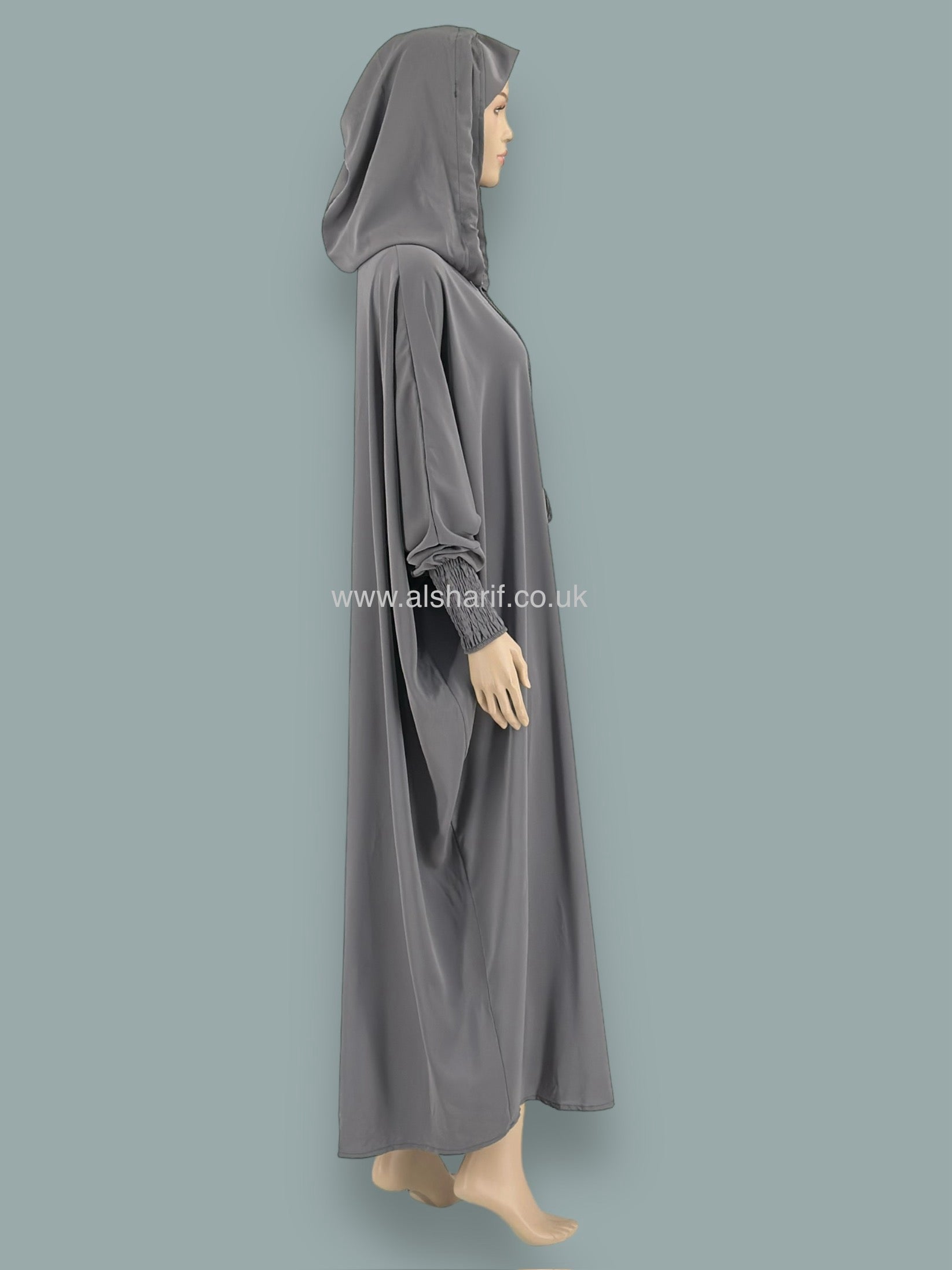hoodie With Attached Hijab Wide Silk Abaya Jilbab - AB109