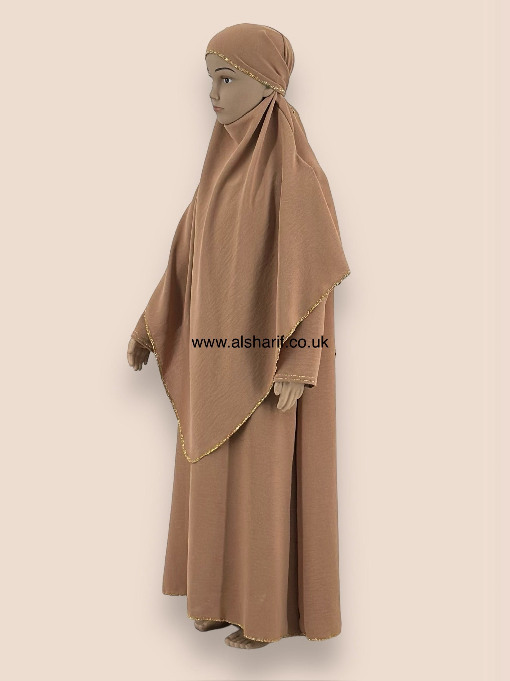 Girls 2 Piece Jilbab Abaya - GA89 (Camel)