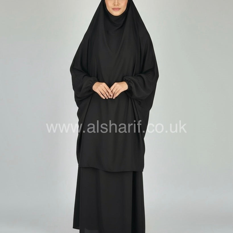 Two Piece Satin Jilbab Set (Khimar + Skirt)