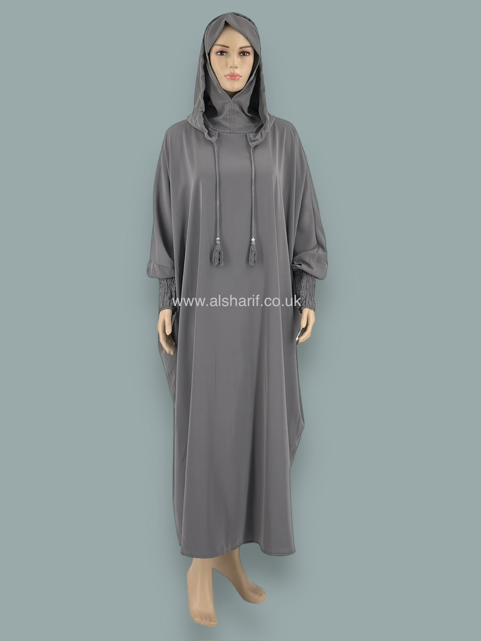 hoodie With Attached Hijab Wide Silk Abaya Jilbab - AB109