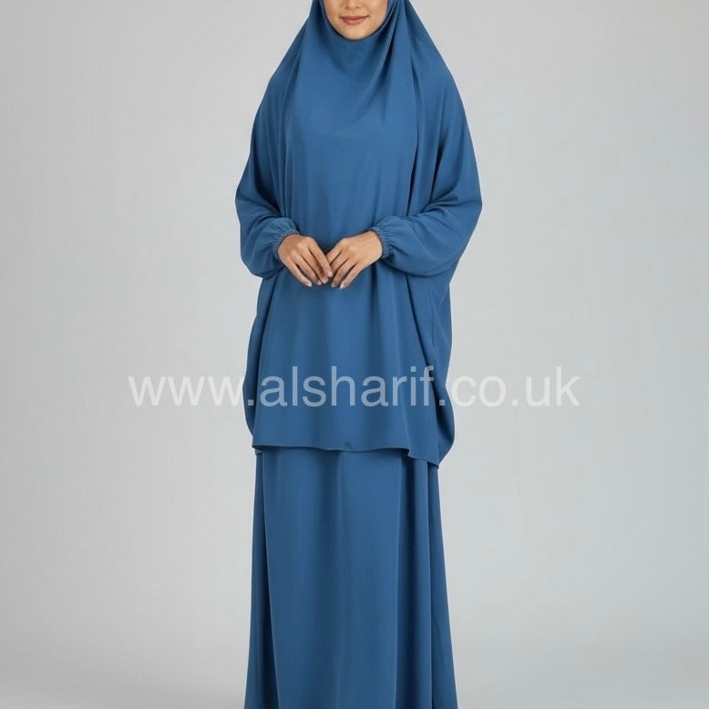 Two Piece Satin Jilbab Set (Khimar + Skirt)