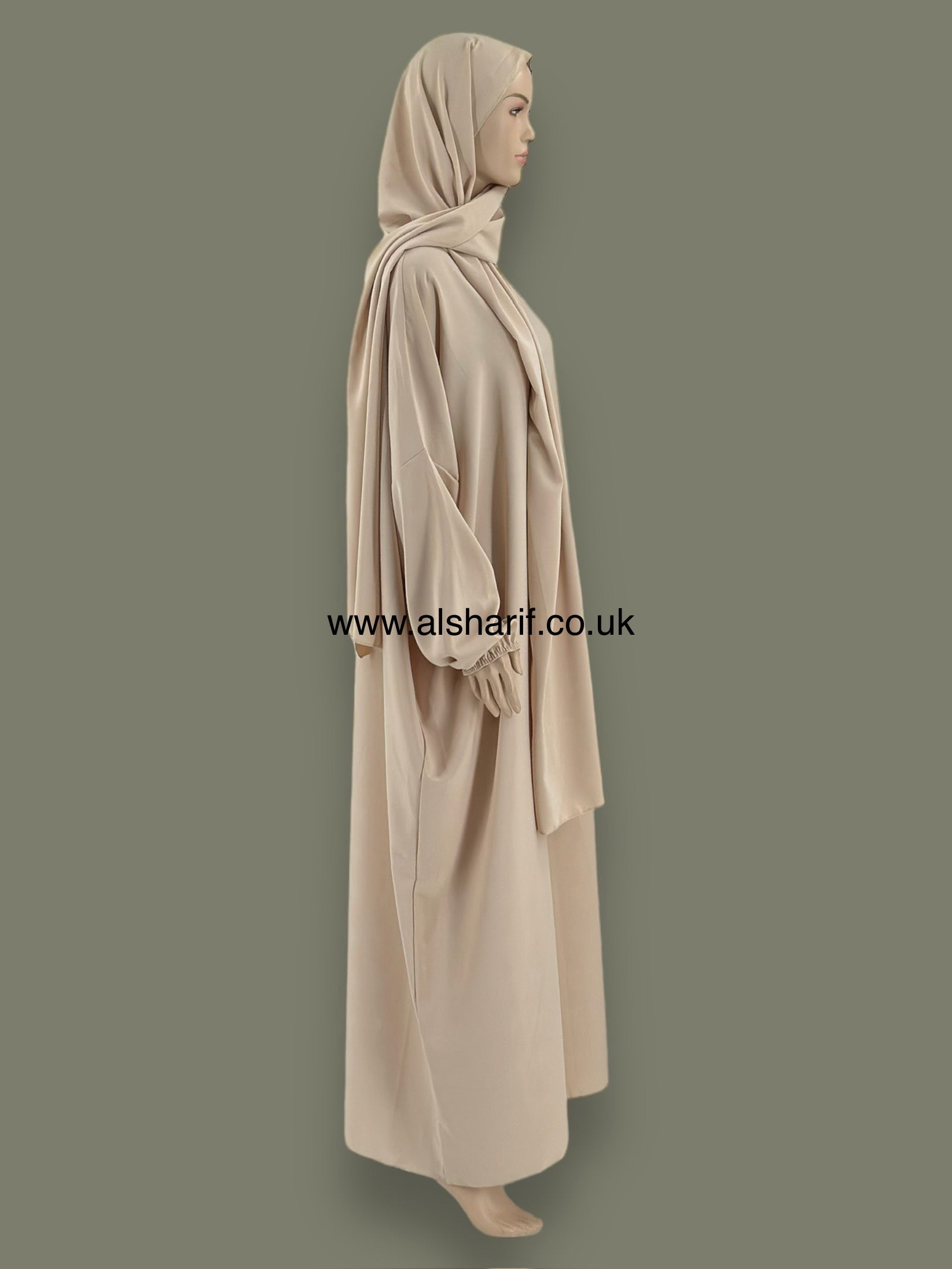 Wide Nida Silky Abaya Jilbab With Attached Hijab - AB88