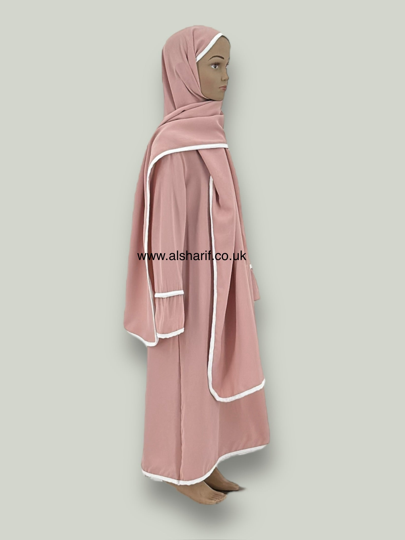 Girls Abaya Jilbab With Attached Hijab - GA96 (Pink)