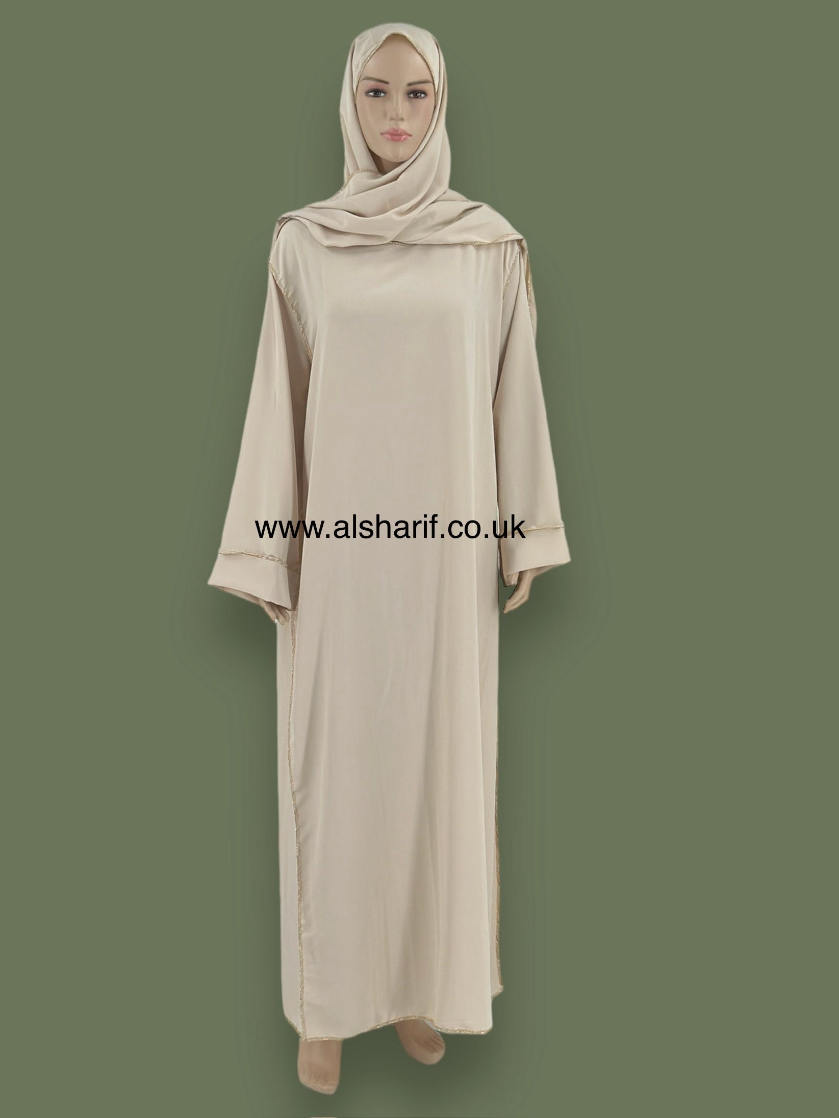 Wide Silk Abaya Jilbab With Attached Hijab - AB104