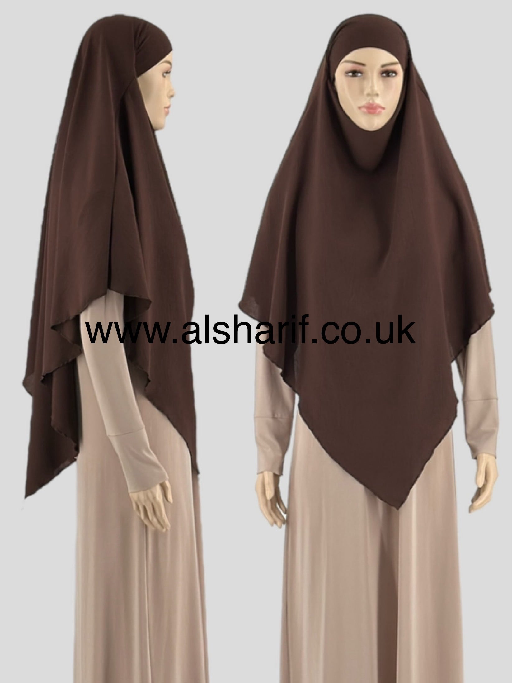Soft Crepe Khimar Hijab - KPS8 (Brown)
