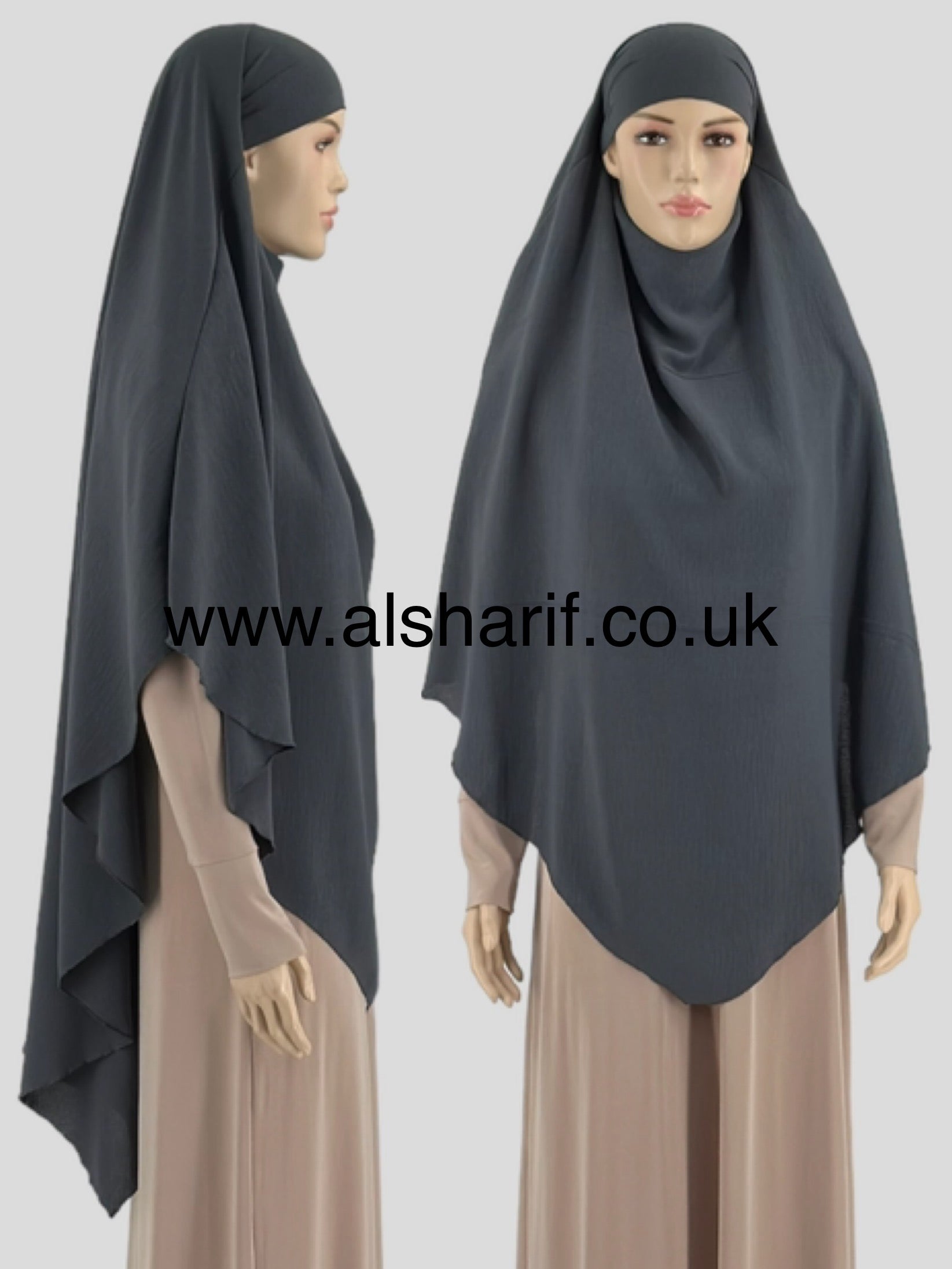 Soft Crepe Khimar Hijab - KPL10 (Grey)
