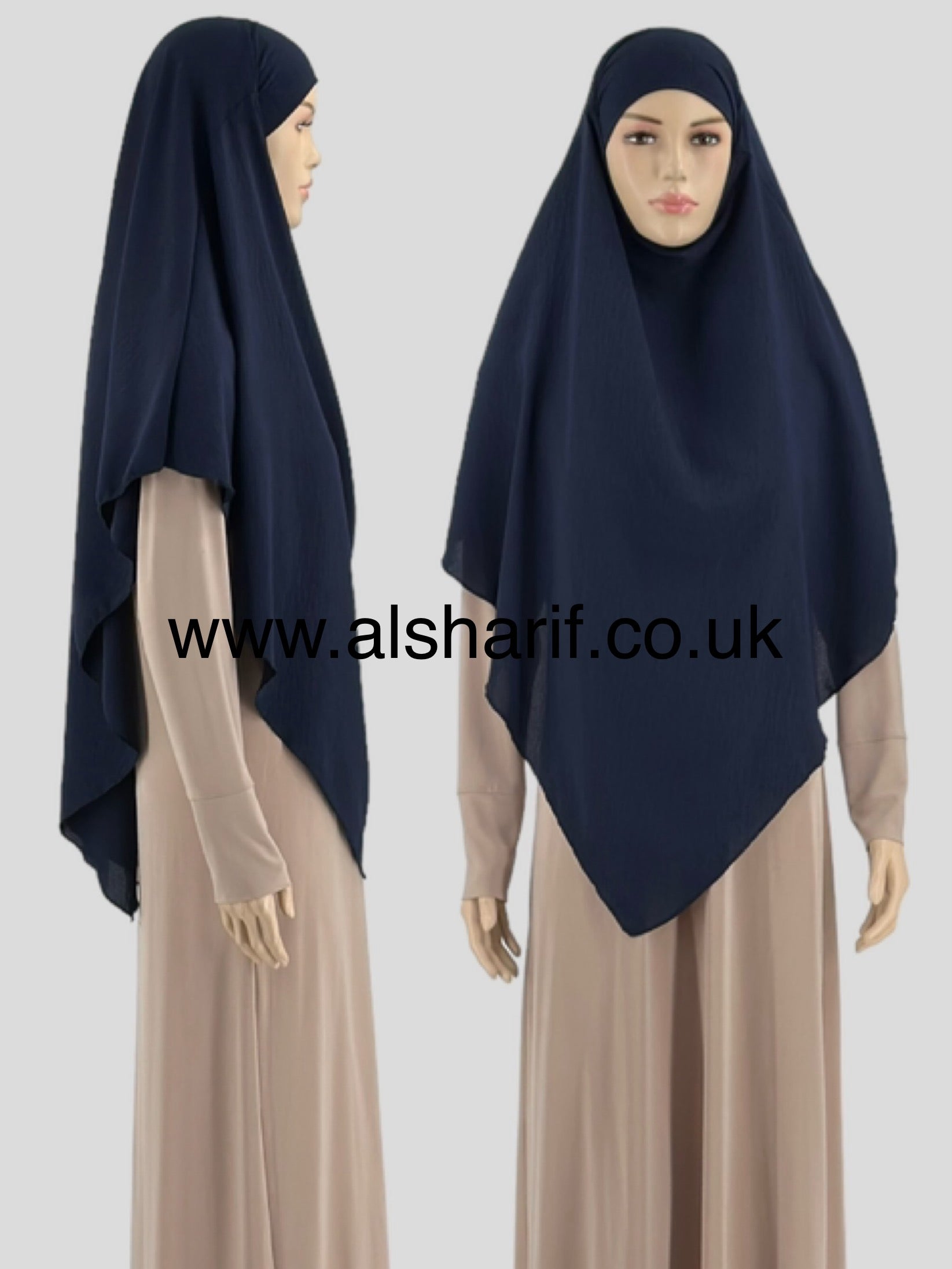 Soft Crepe Khimar Hijab - KPS6 (Navy Blue)
