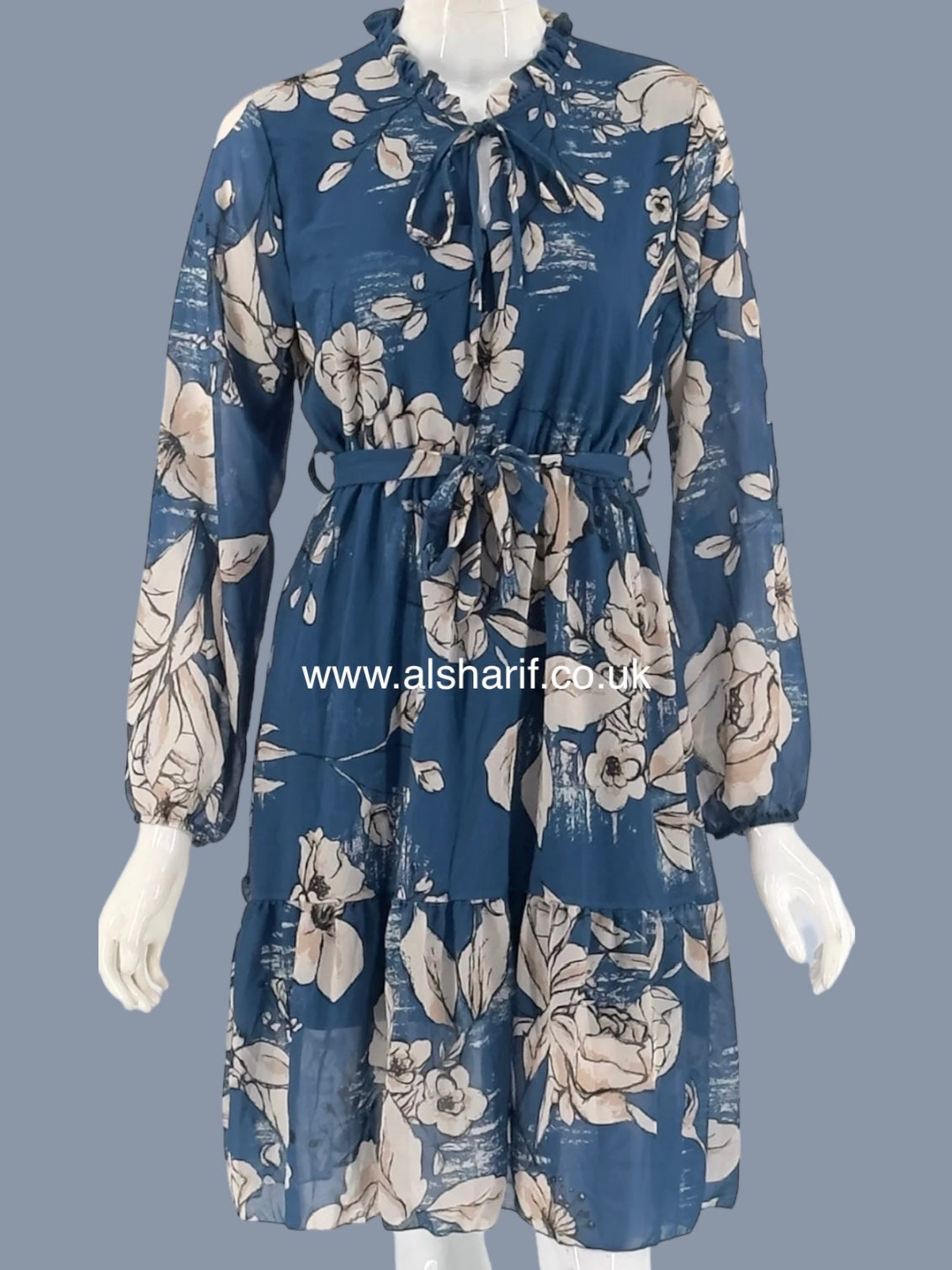 Floral Lined Chiffon Midi Dress Top - D58