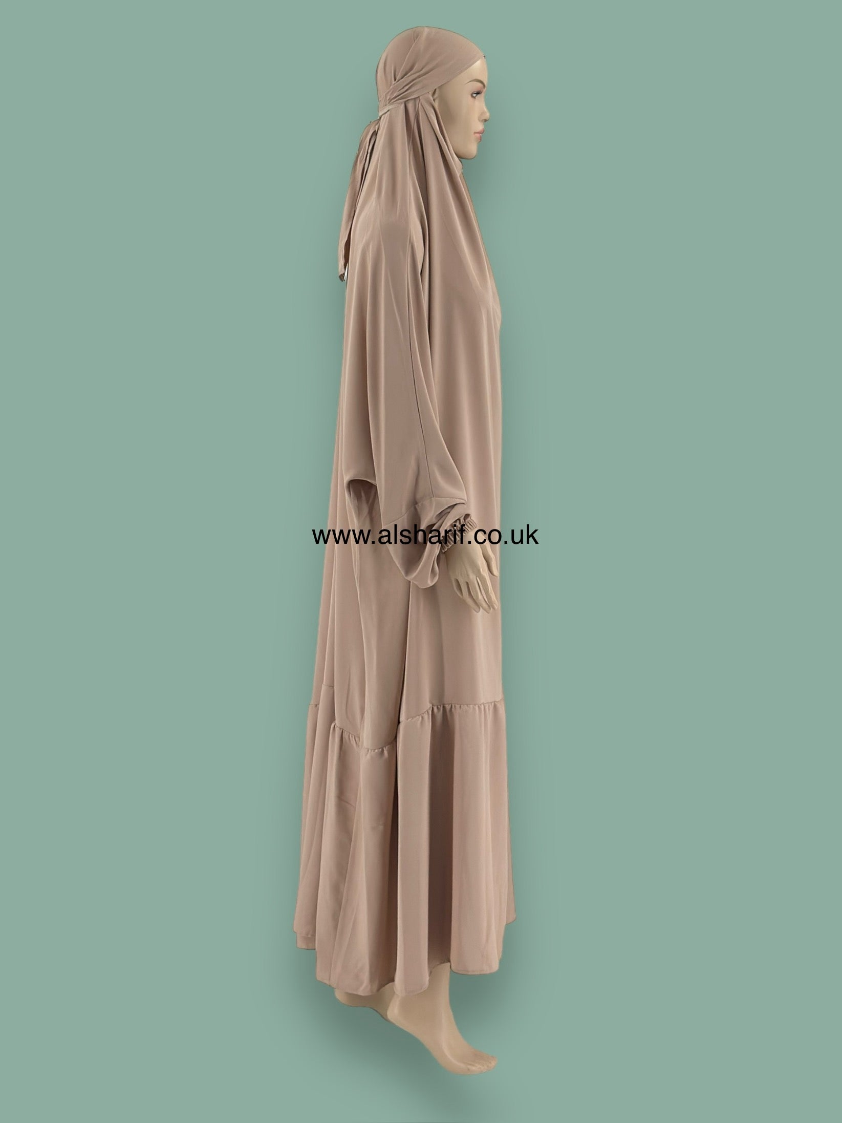 Wide Silk Tiered Abaya Jilbab - AB108