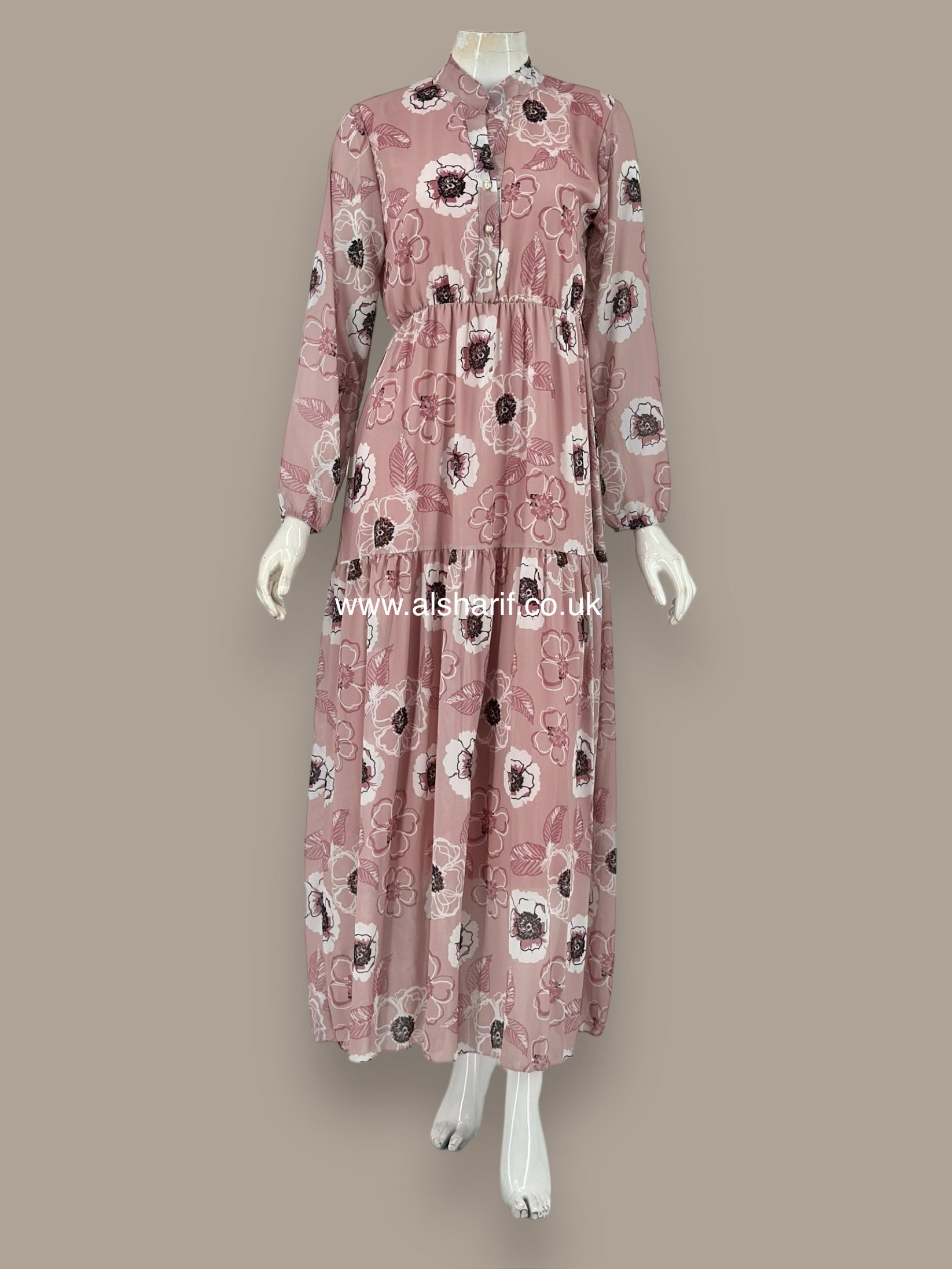 Tiered buttoned Chiffon Dress - D161