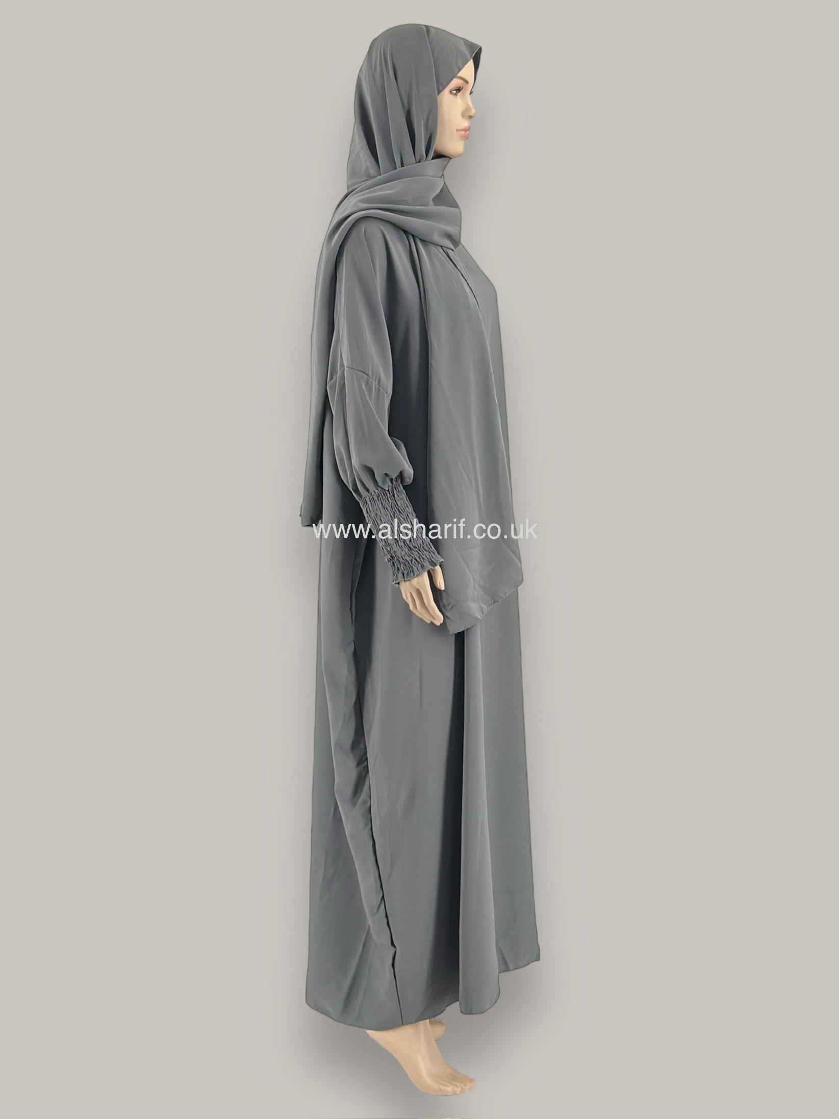 Wide Silk Abaya Jilbab With Attached Hijab - AB107
