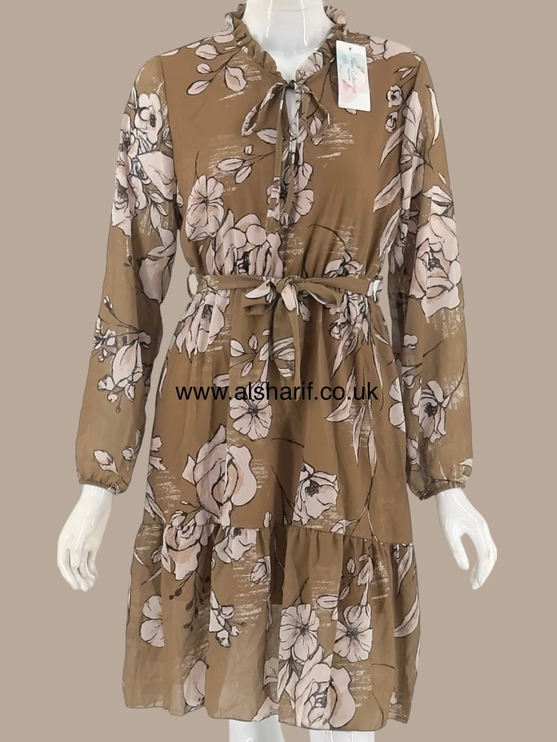 Floral Lined Chiffon Midi Dress Top - D58