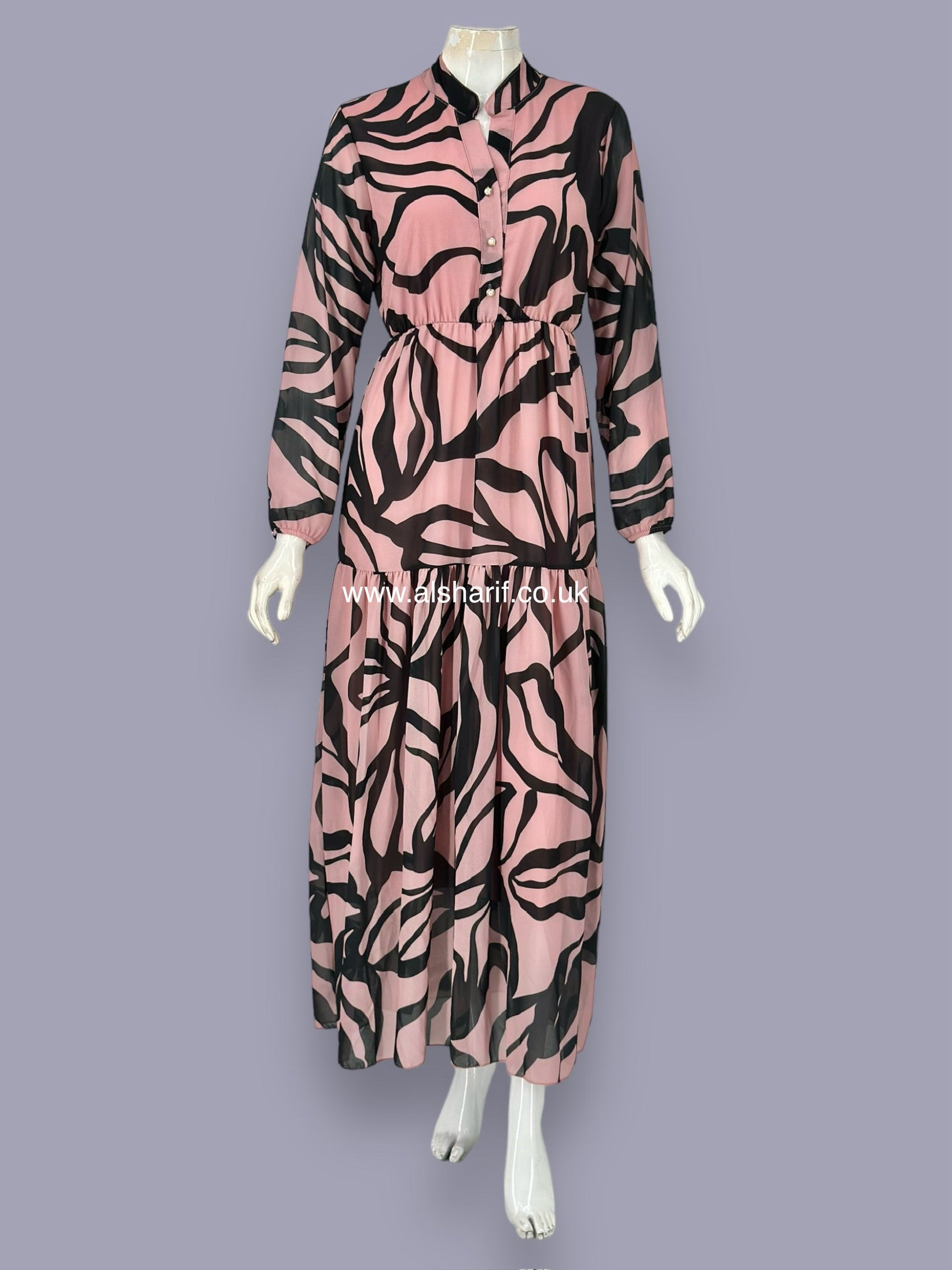 Tiered buttoned Chiffon Dress - D162