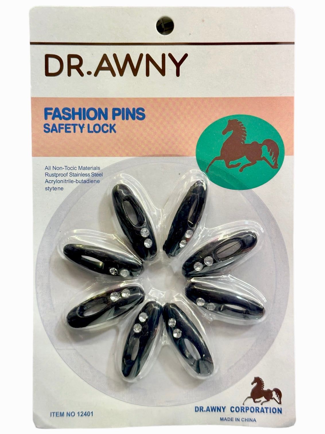 Pack of 8 Black Hijab Safety Pins #135