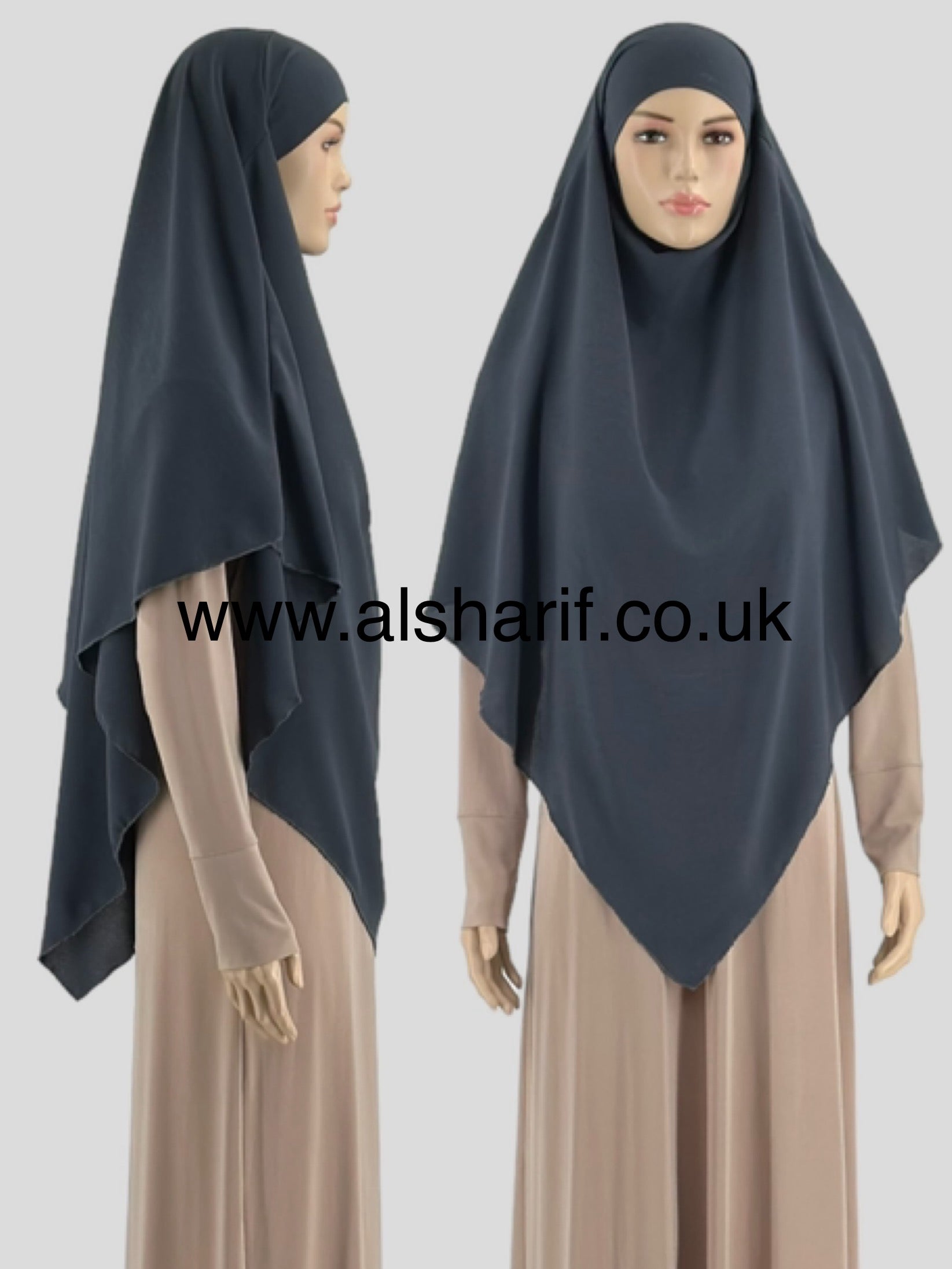 Soft Crepe Khimar Hijab - KPS3 (Grey)