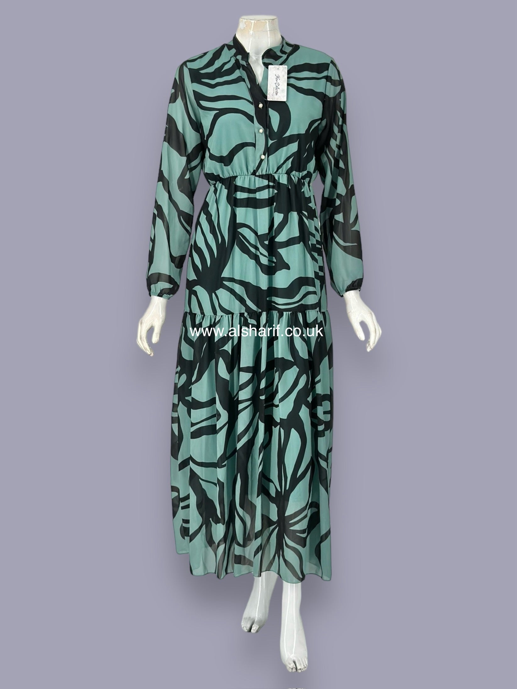 Tiered buttoned Chiffon Dress - D162