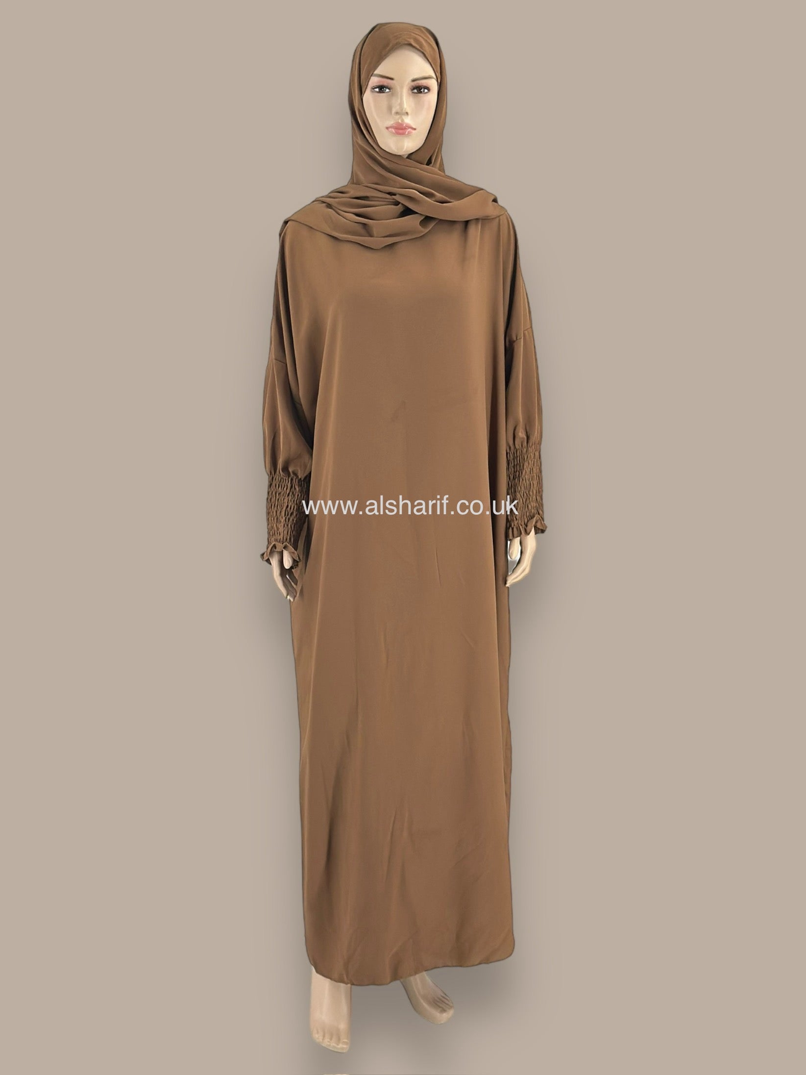 Wide Silk Abaya Jilbab With Attached Hijab - AB107
