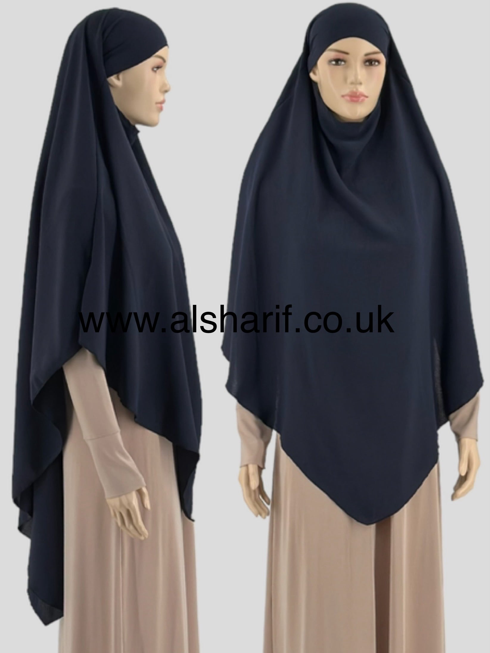 Soft Crepe Khimar Hijab - KPL8 (Navy Blue)