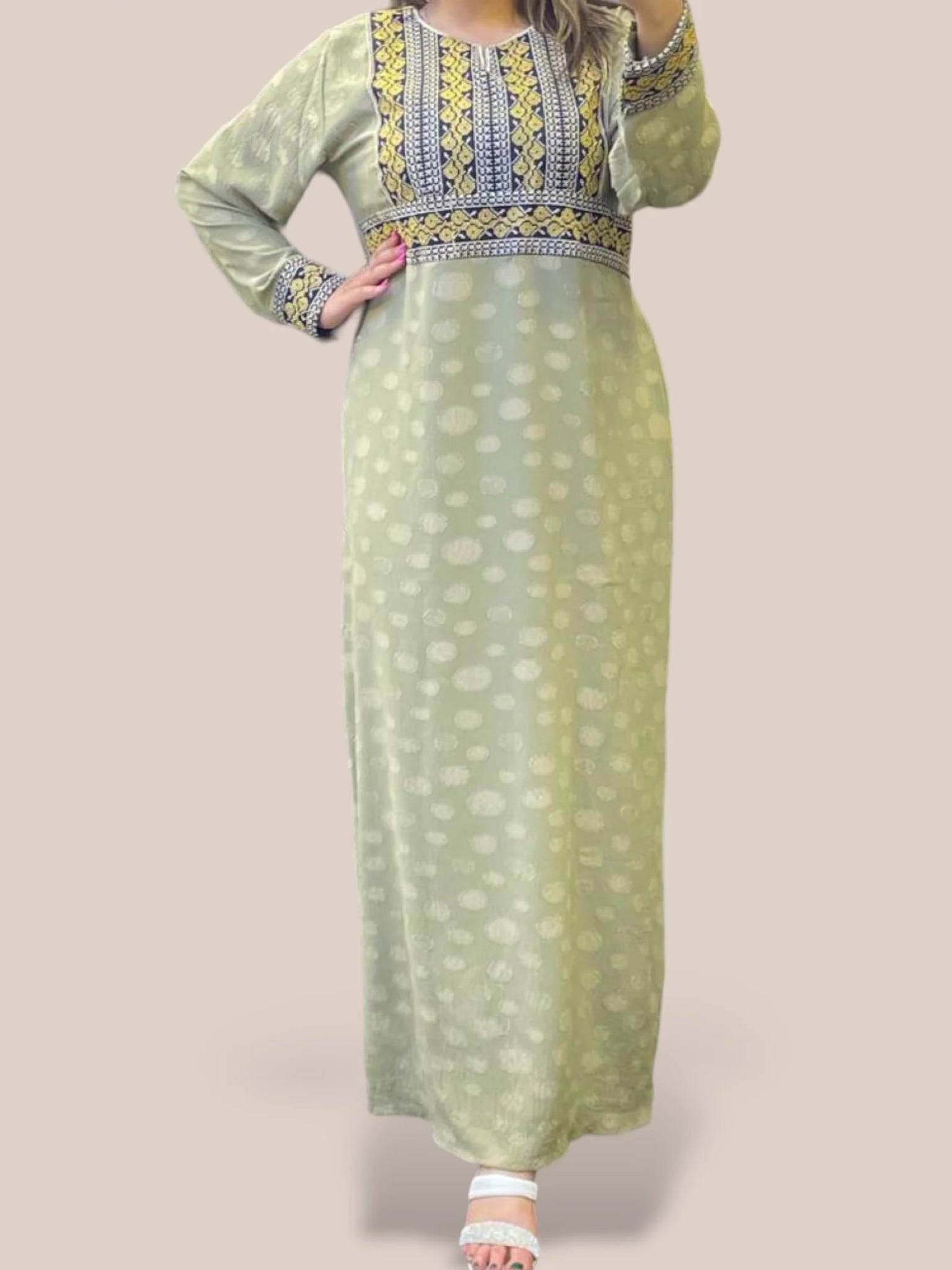 Embroidered Polka Dot Dress - D23