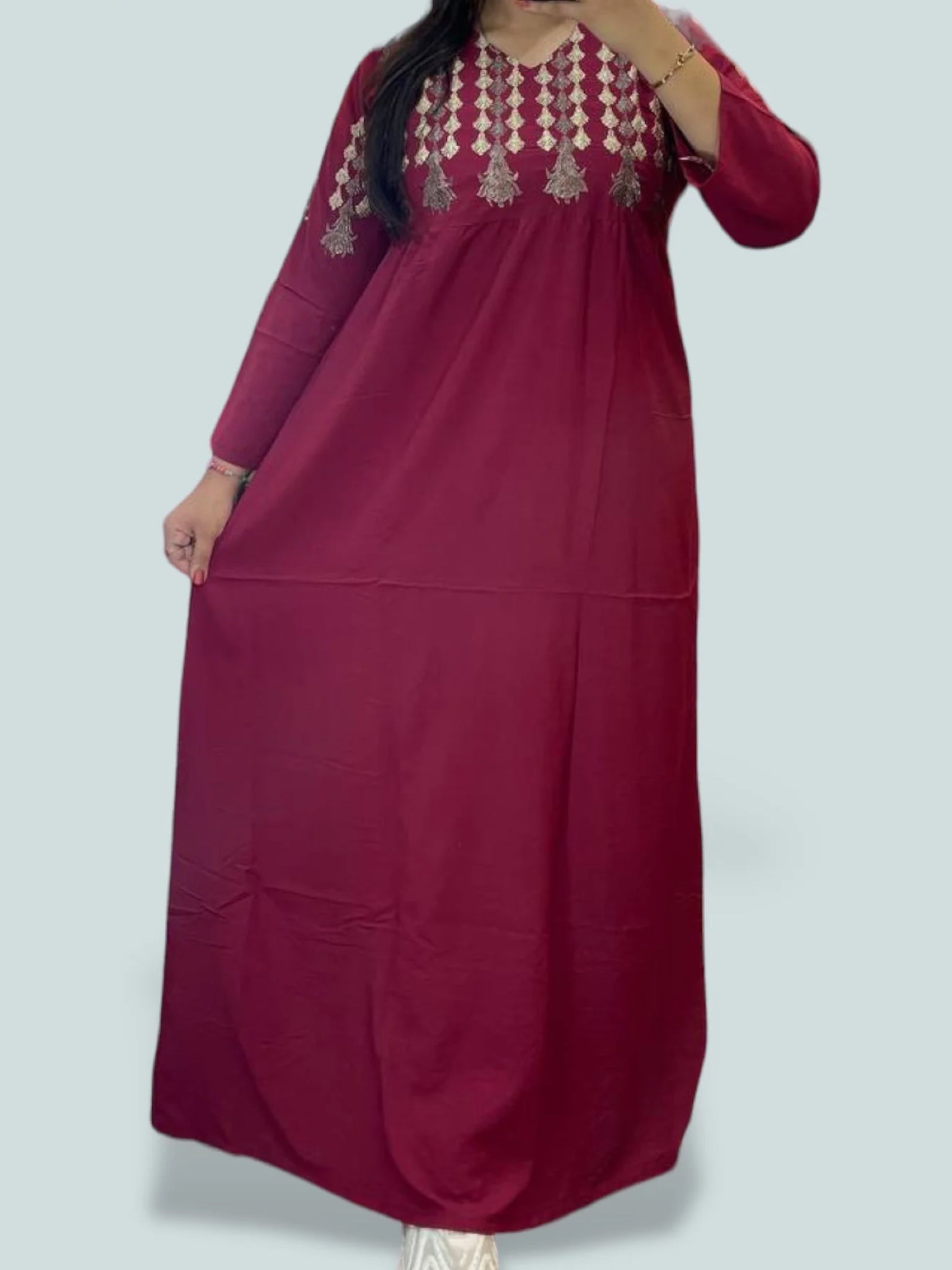 Embroidered Cotton Abaya Dress - AD25