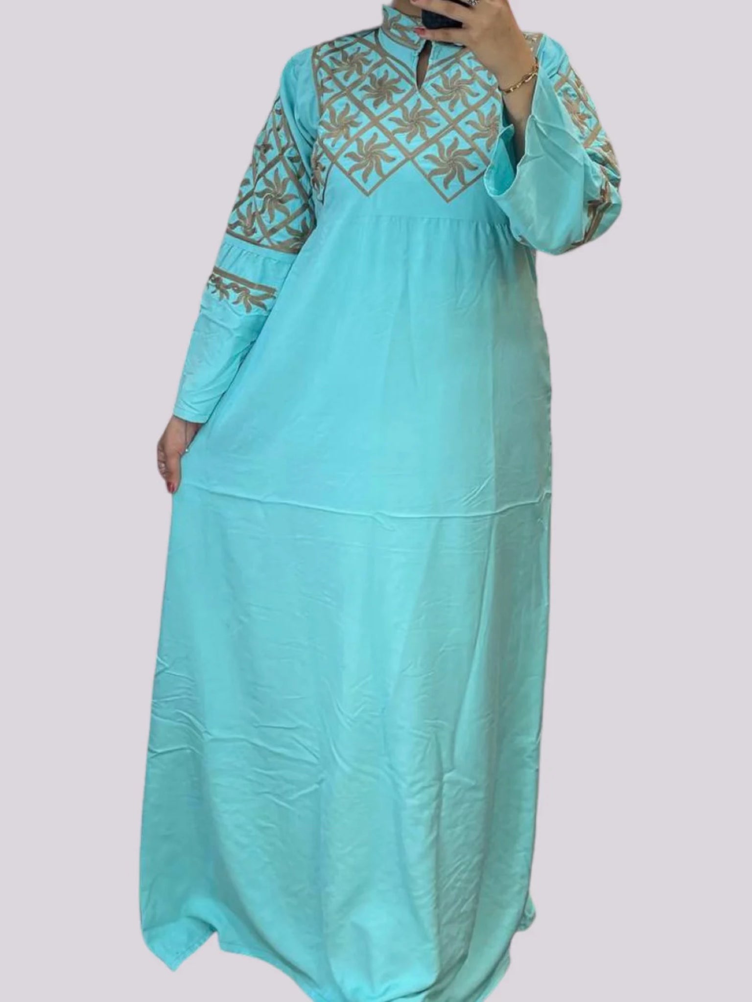 Embroidered Cotton Abaya Dress - AD28