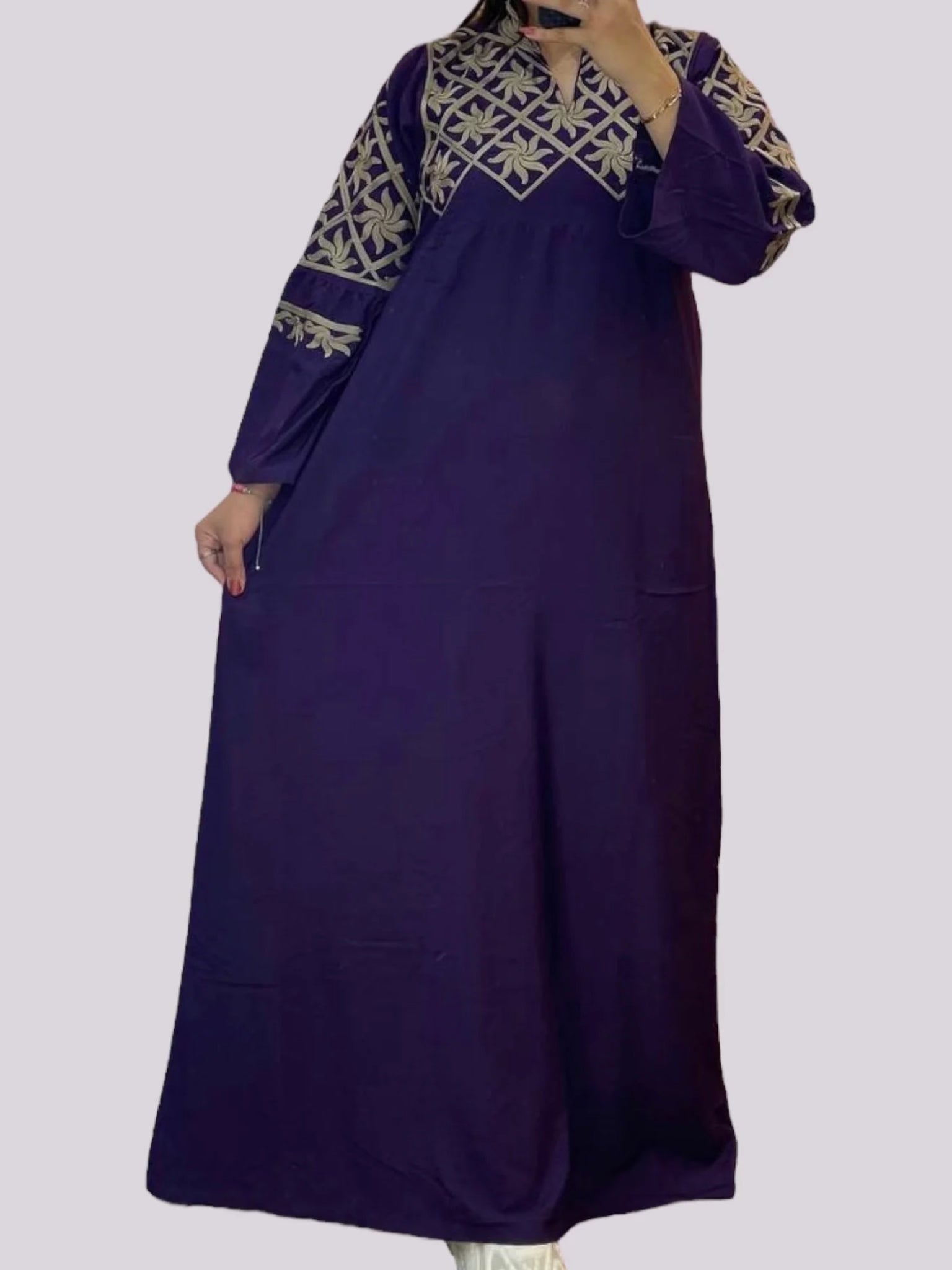 Embroidered Cotton Abaya Dress - AD28