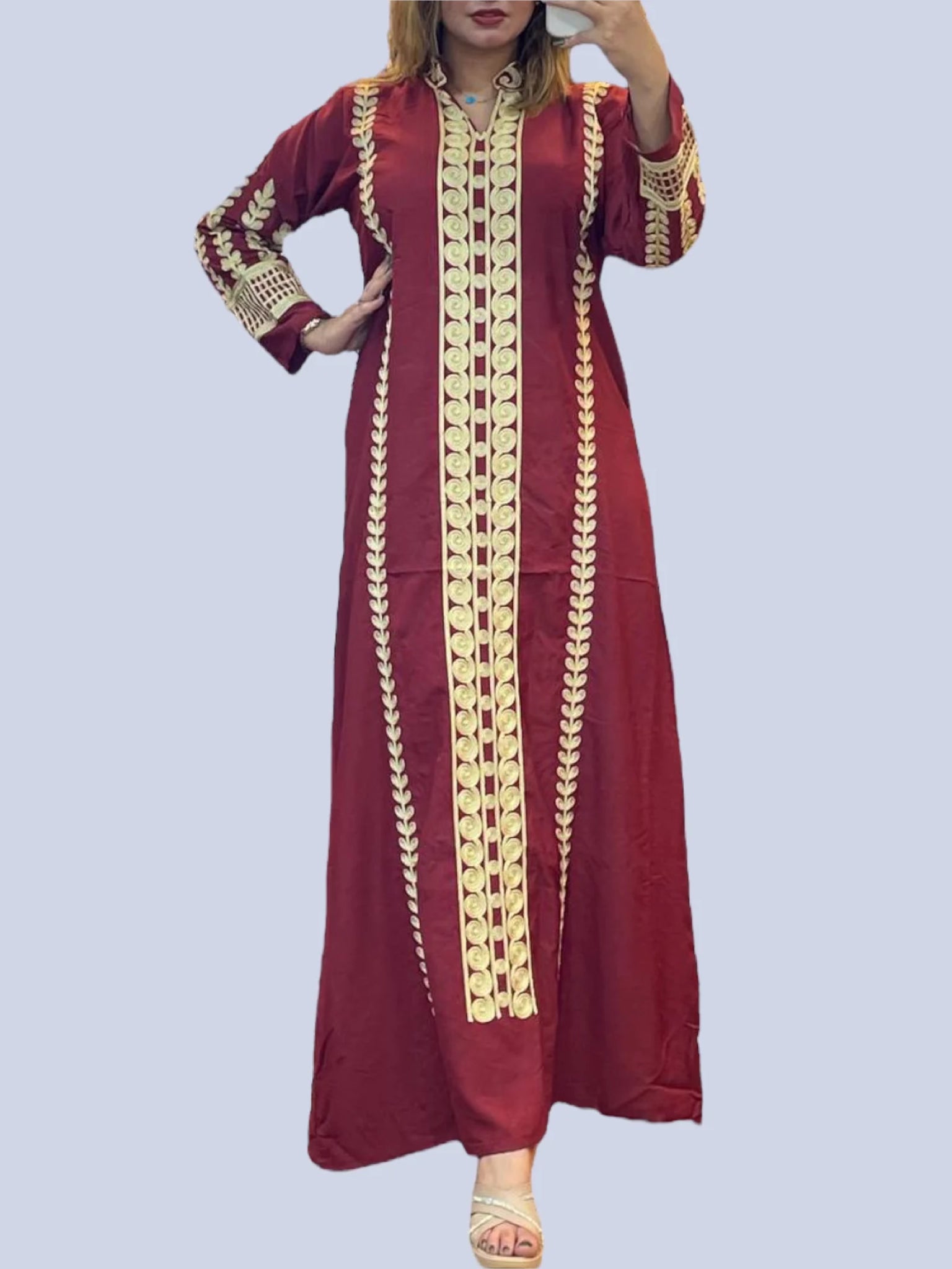 Embroidered Cotton Abaya Dress - AD29
