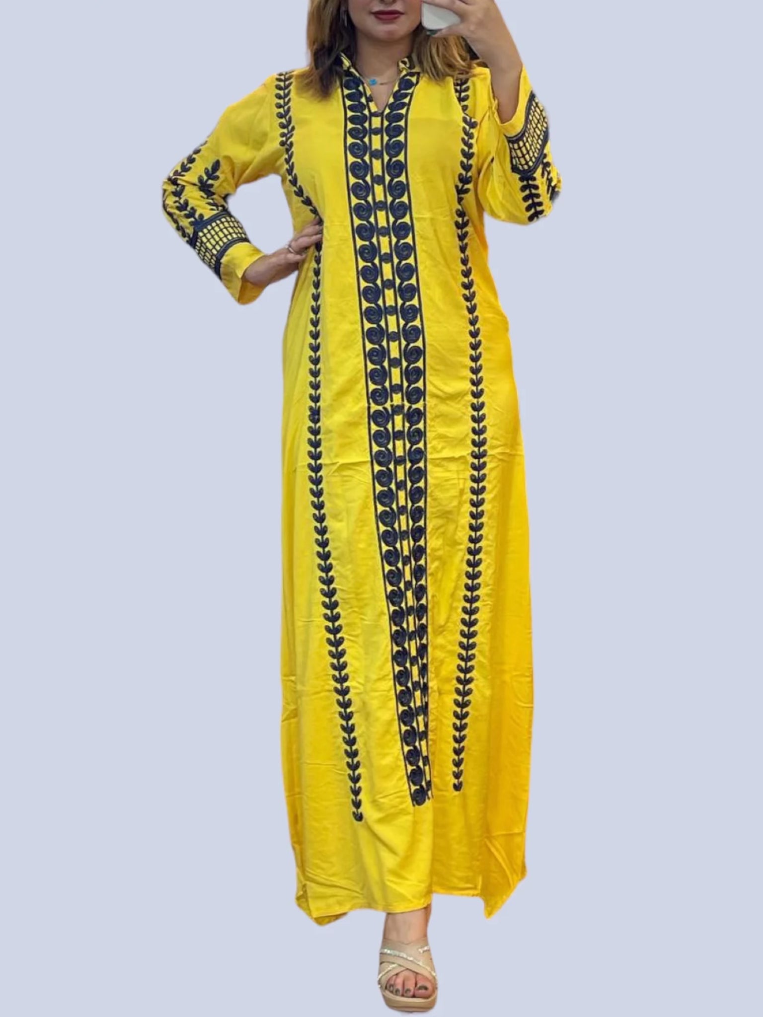 Embroidered Cotton Abaya Dress - AD29