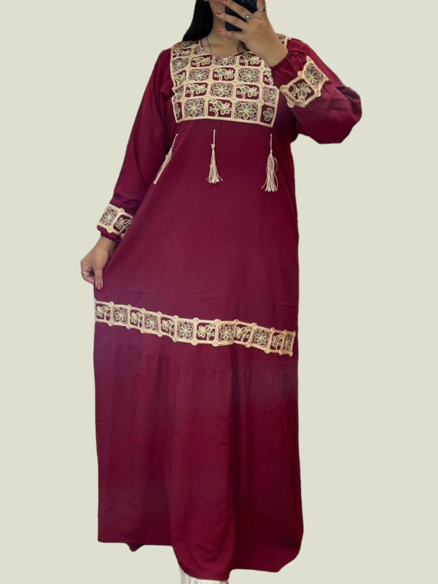 Embroidered Cotton Abaya Dress - AD30