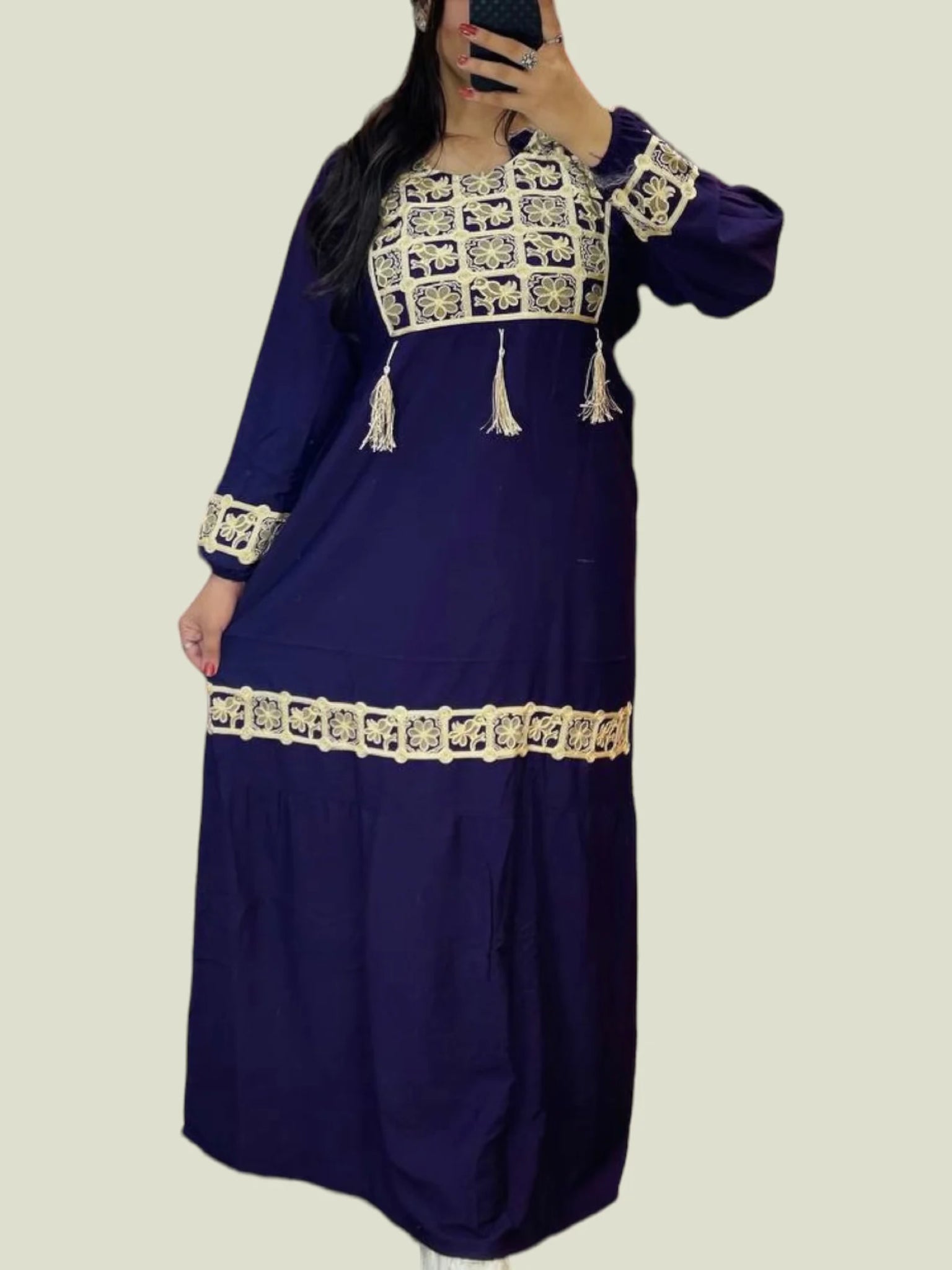 Embroidered Cotton Abaya Dress - AD30