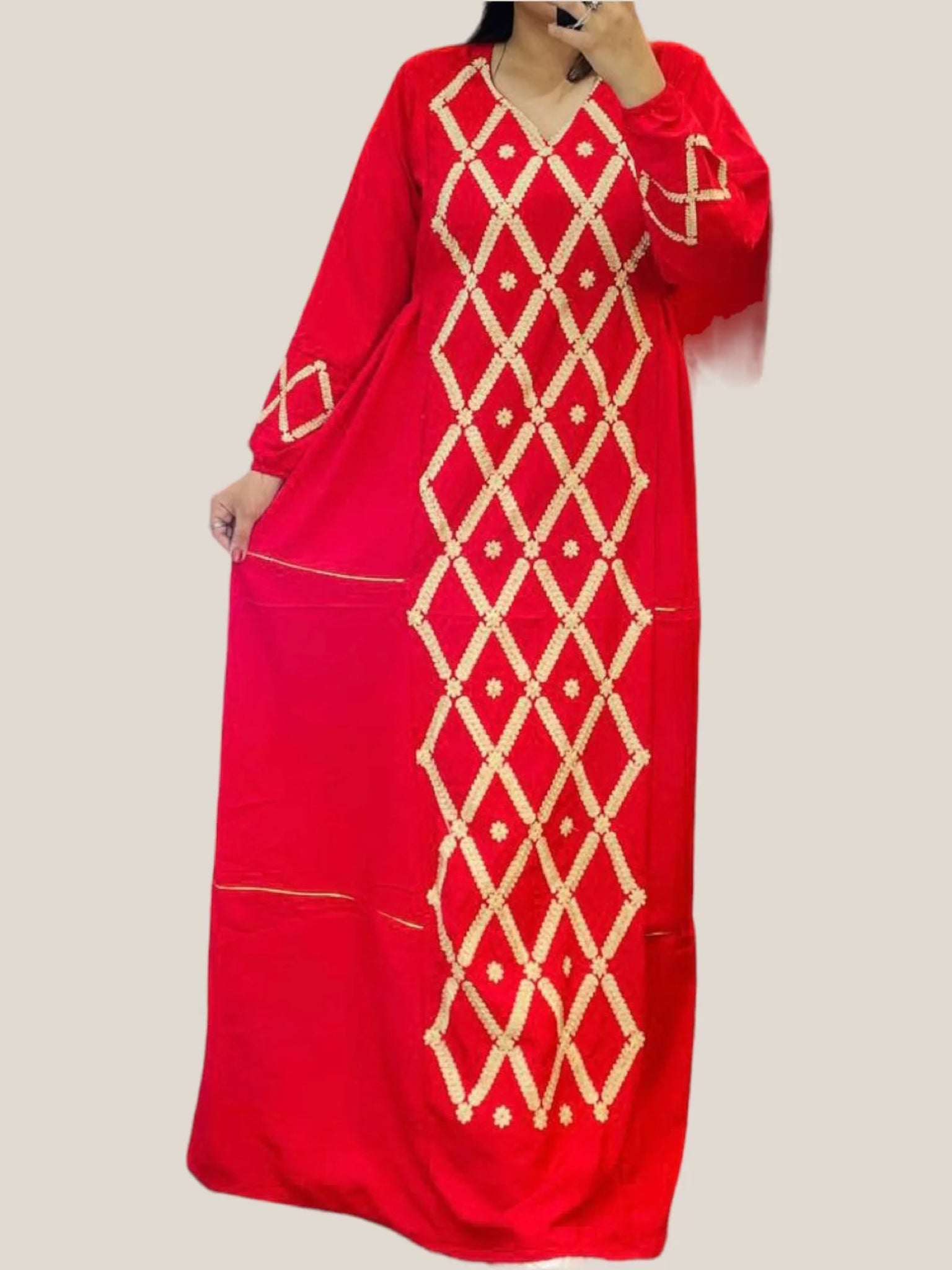 Embroidered Cotton Abaya Dress - AD31