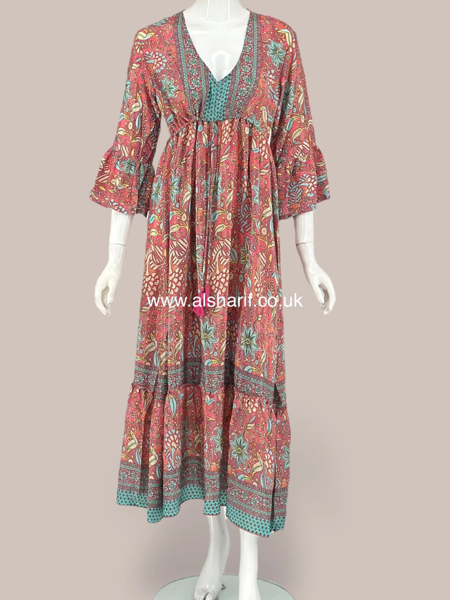 Boho Ibiza Style Silk Maxi Dress - D42