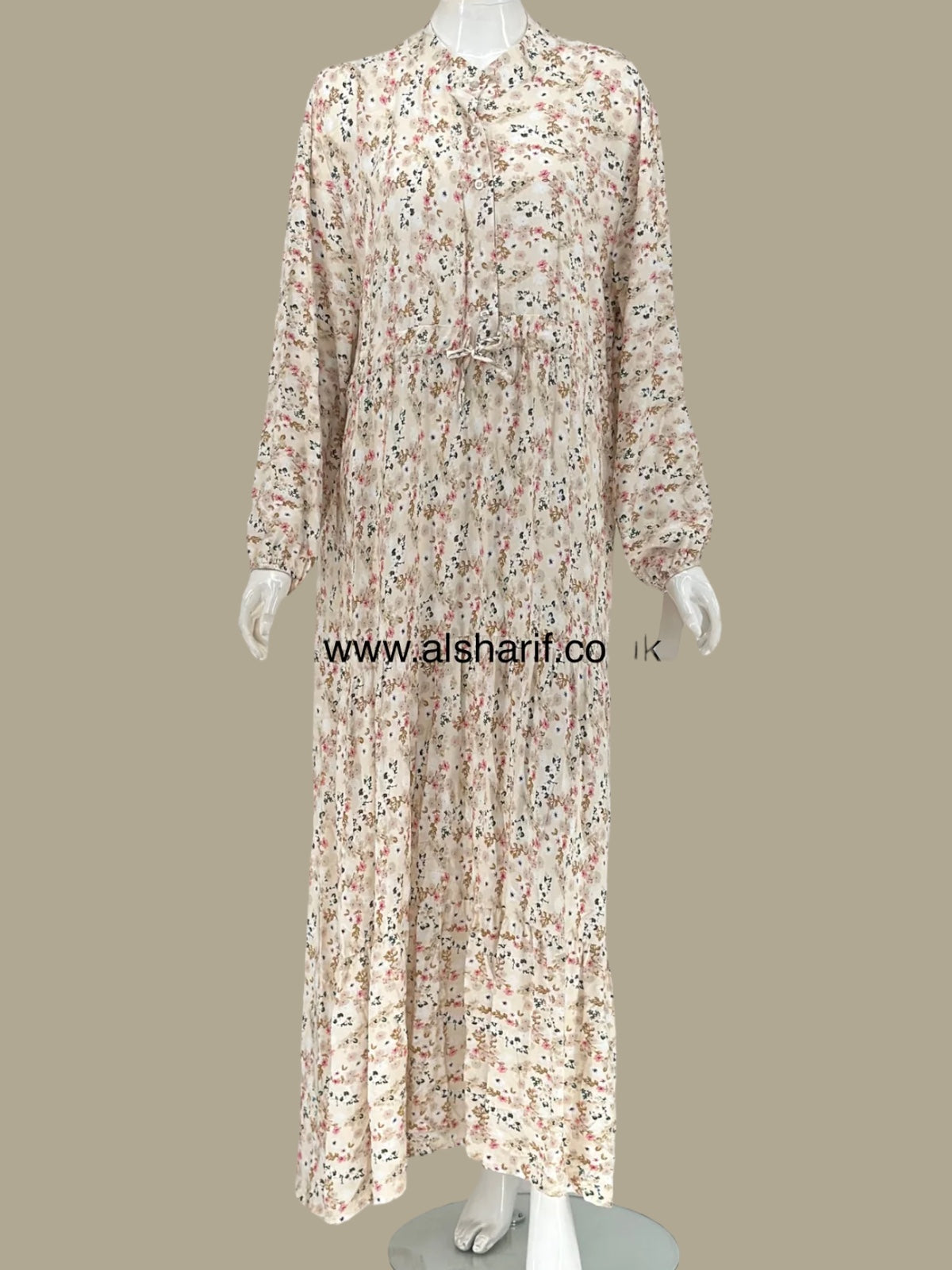 Cotton Drawstring Tiered Maxi Dress - D62