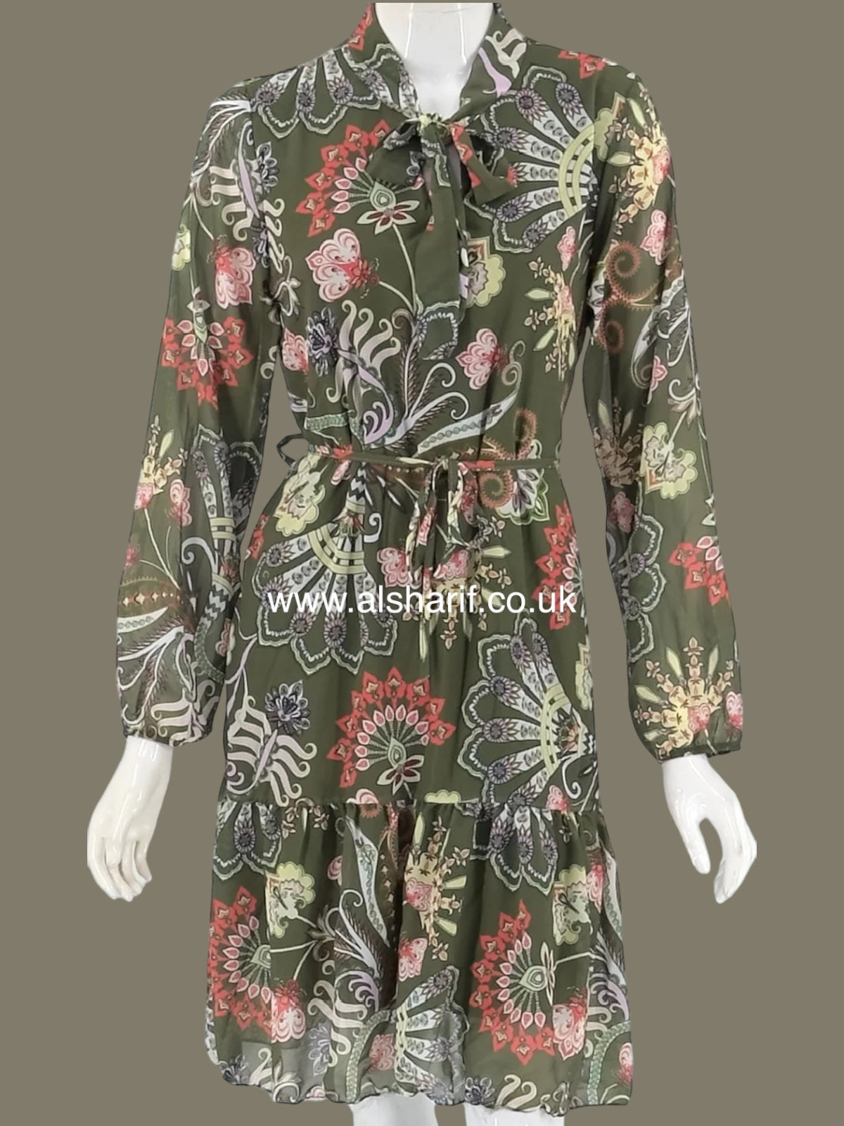 Floral Lined Chiffon Midi Dress Top - D64