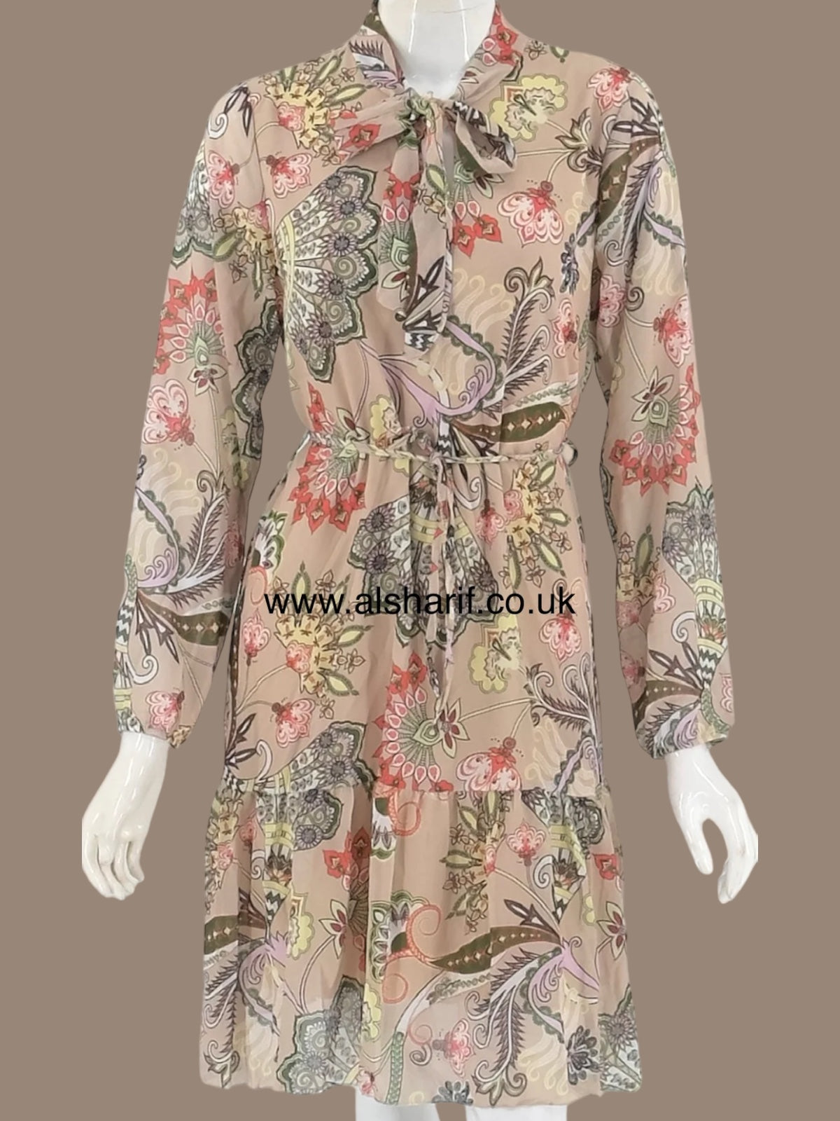 Floral Lined Chiffon Midi Dress Top - D64
