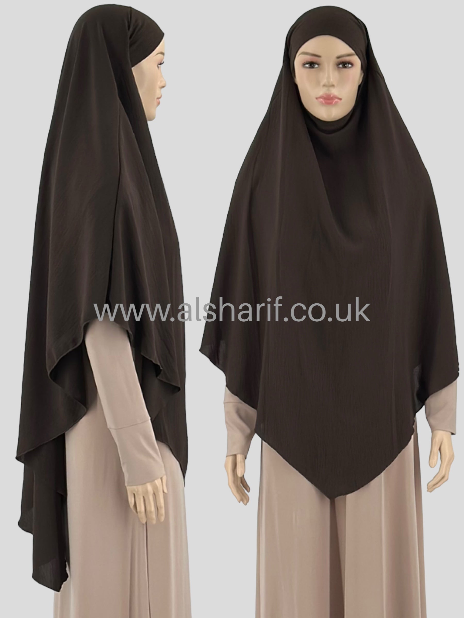 Soft Crepe Khimar Hijab - KPL3 (Brown)