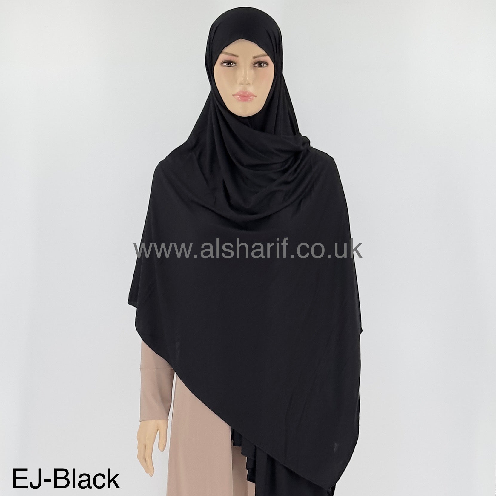 Emirati Jersey Hijab - Black