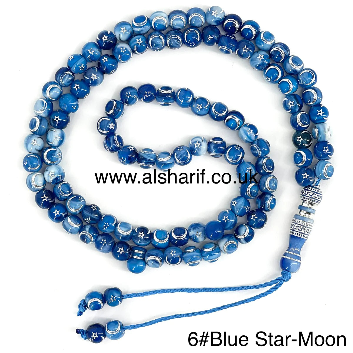 Tasbeeh 99 Beads 6#Blue Star-Moon