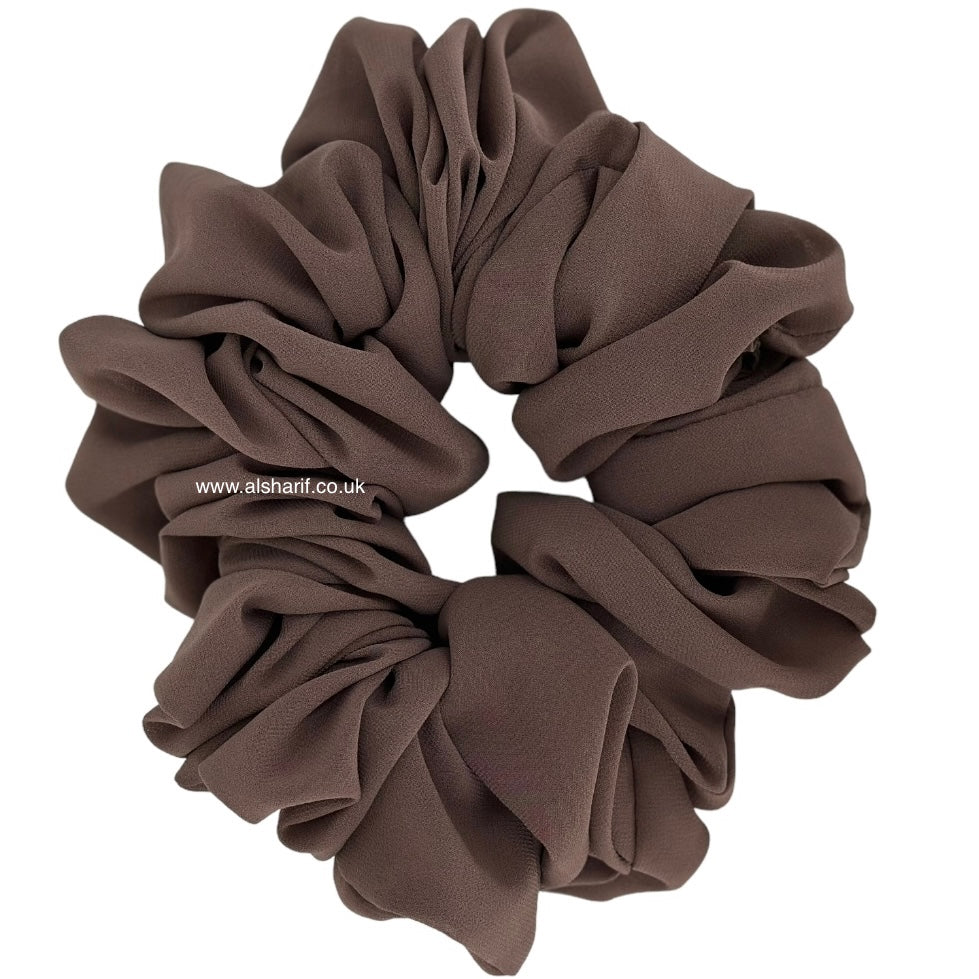 Chiffon Voluminising  Hijab Scrunchie - Chocolate