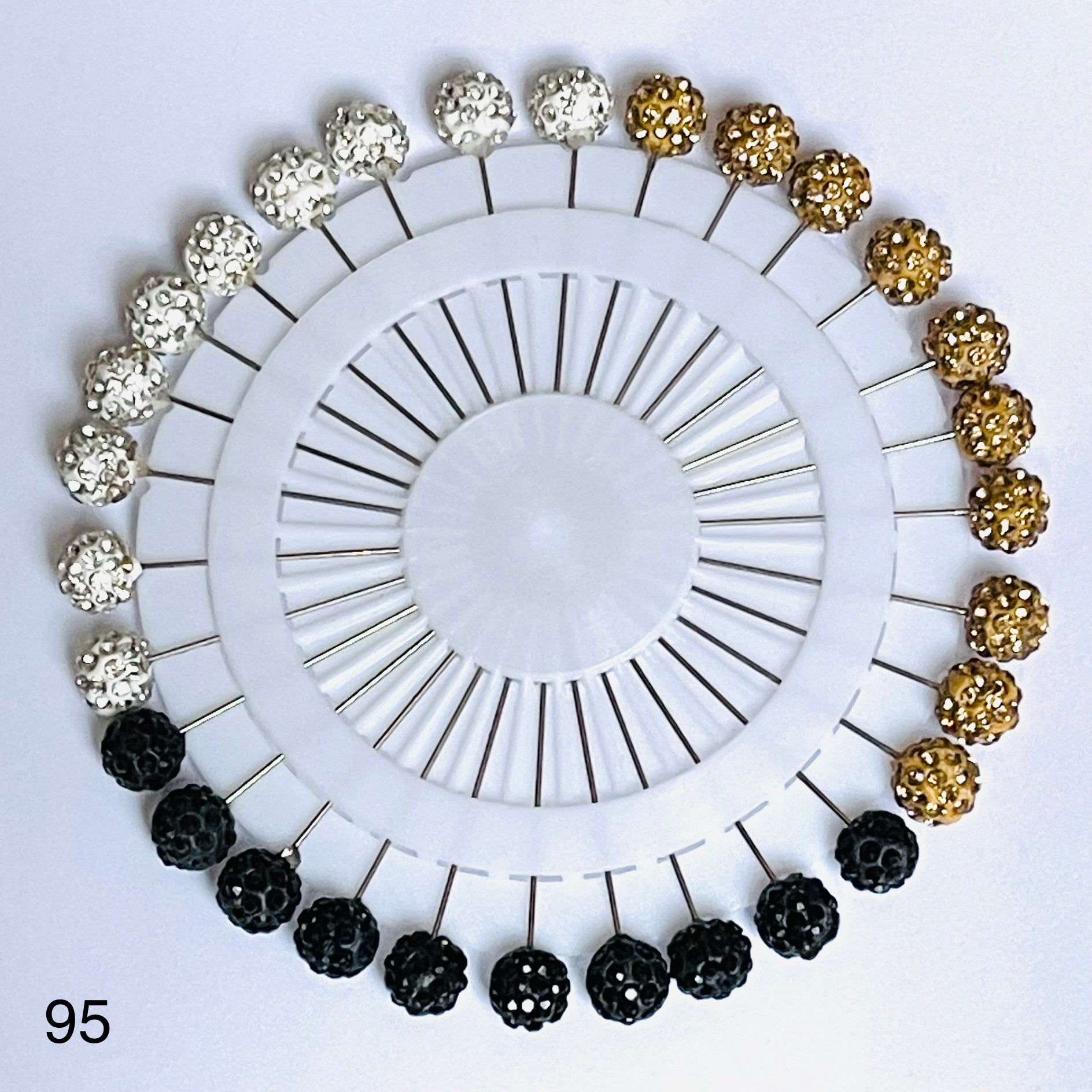 Set of 30 Gold  Silver Black Diamond Crystal Hijab Pins 5.5cm Long #95 - AL SHARIF STORE