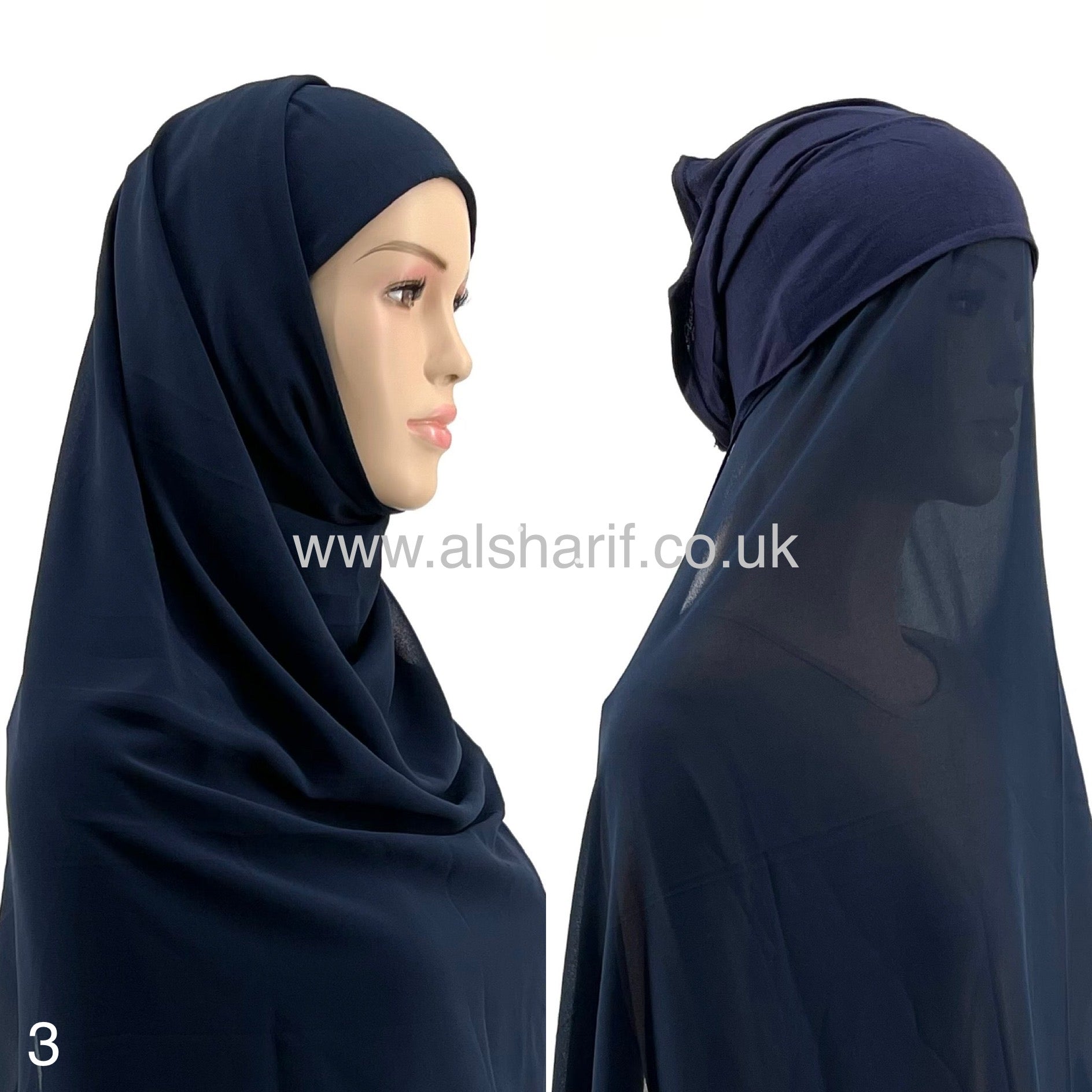 Instant Chiffon Hijab 3 (Navy)