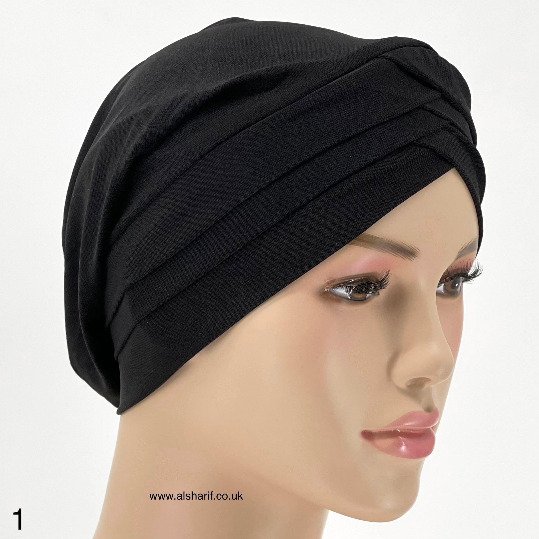 Turban Bonnet Criss Cross Hijab Underscarf 1 (Black)