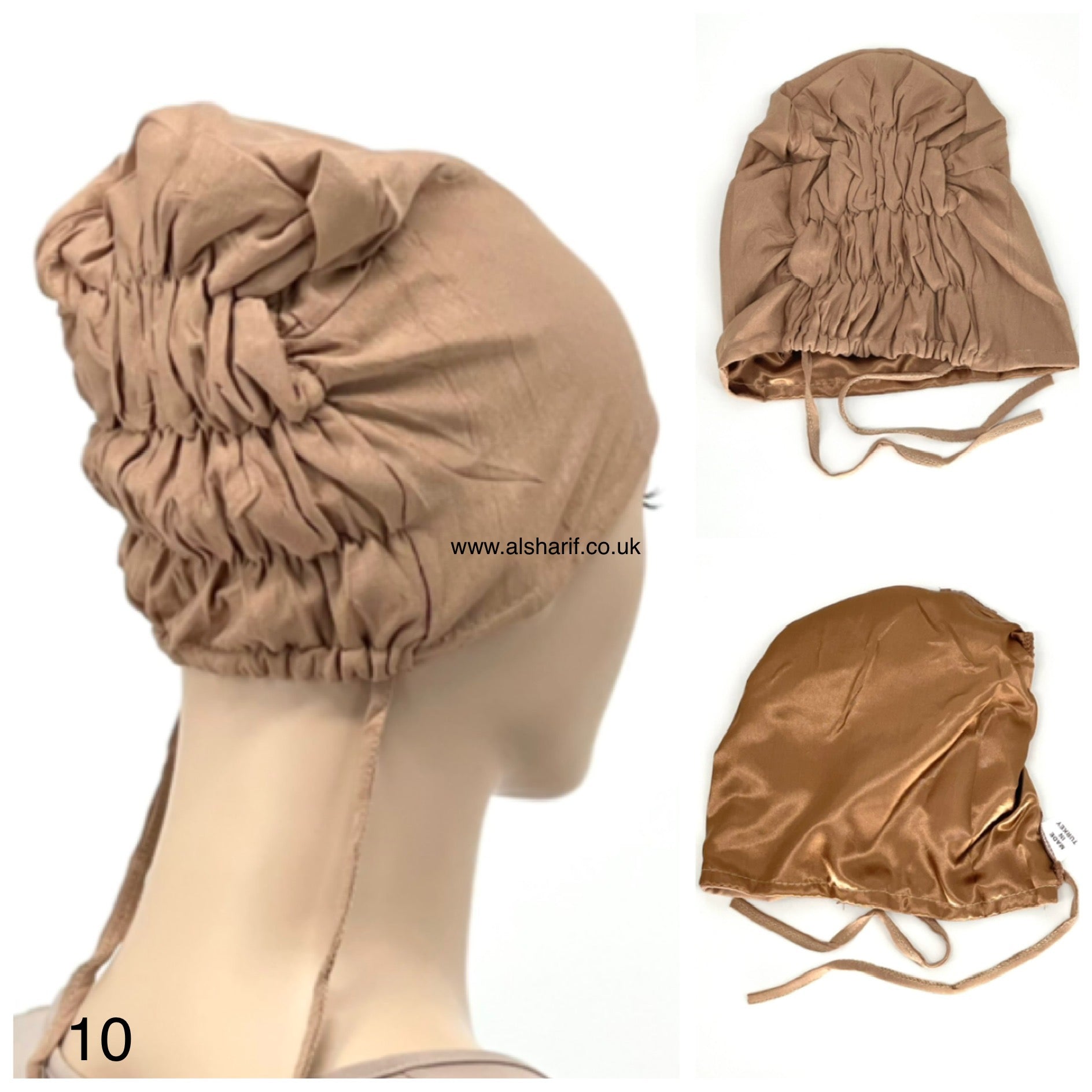 Premium Satin Lined Under Cap Bonnet with Tie Back Lace 10