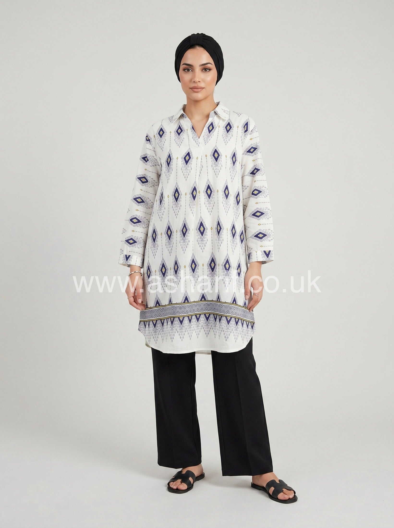 Geometric Print Wide Tunic Top