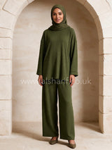 Ribbed Knit Two-Piece Co-Ord Trousers Set